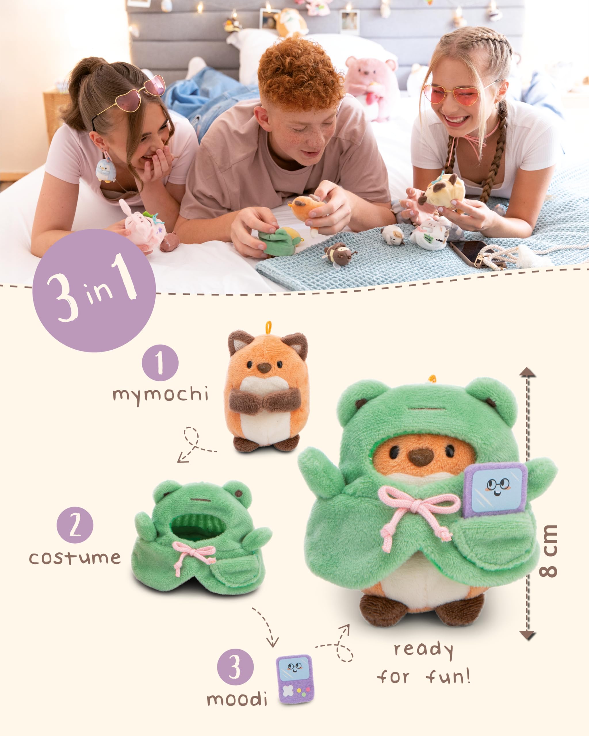 NICI soft toy fox Geeks 8cm with video game and frog costume in gift box 8,5x6,5x10cm red - Image 4