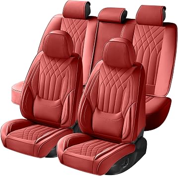 Red Car Seat Covers Full Set Universal 5-Seater Full Coverage