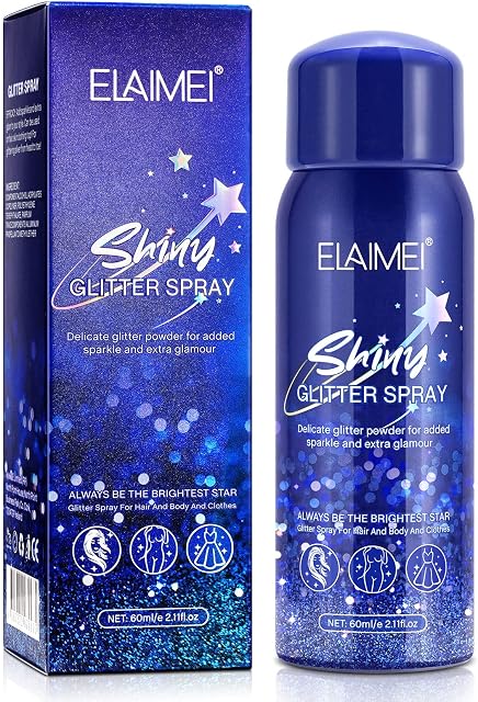 Temporary Body Glitter Spray for Face Hair & Clothing, Long Lasting Holographic Liquid Glitter Gel for Women, Quick Dry & Waterproof Sparkly Shiny Glow Hairspray for Prom, Festival Rave, Stage Makeup