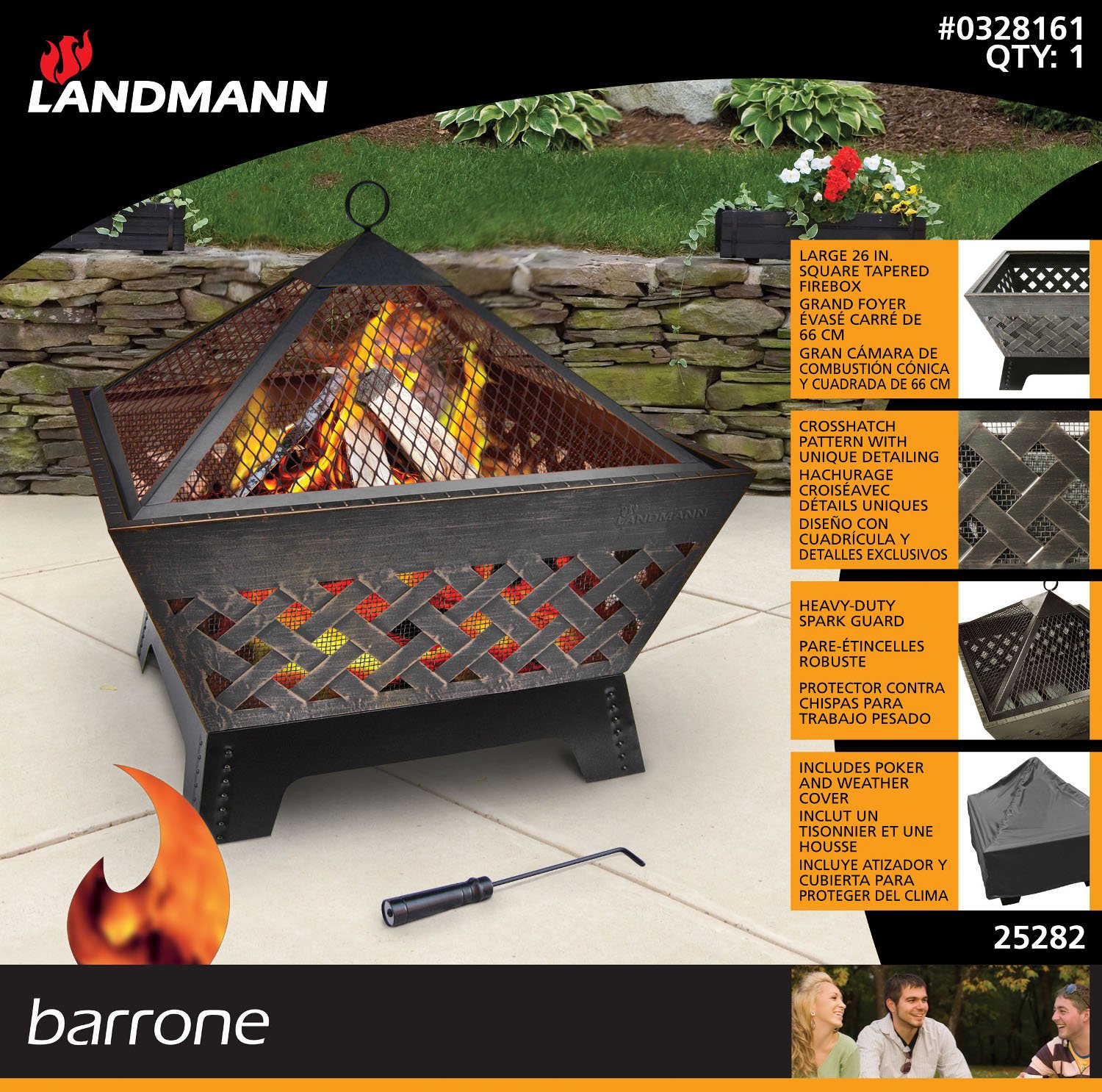 Barrone Fire Pit Propane Gas Fire Pit 19 Inch Round, Portable