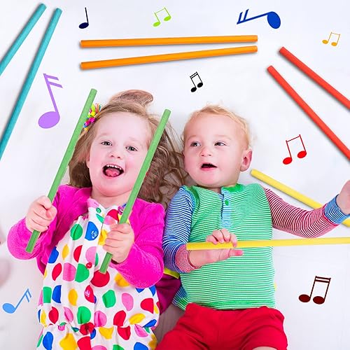 Miniatura 10 de Juego de 30 palos lummi de música rítmica, 5 colores, instrumentos musicales de madera para niños pequeños, regalo para niñas, niños, aula, jugar,