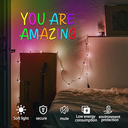 Miniatura 2 de Letrero de neón con texto en inglés "You Are Amazing Light" para decoración de pared, luz para dormitorio, hogar, bar, cueva, fiesta, guardería,