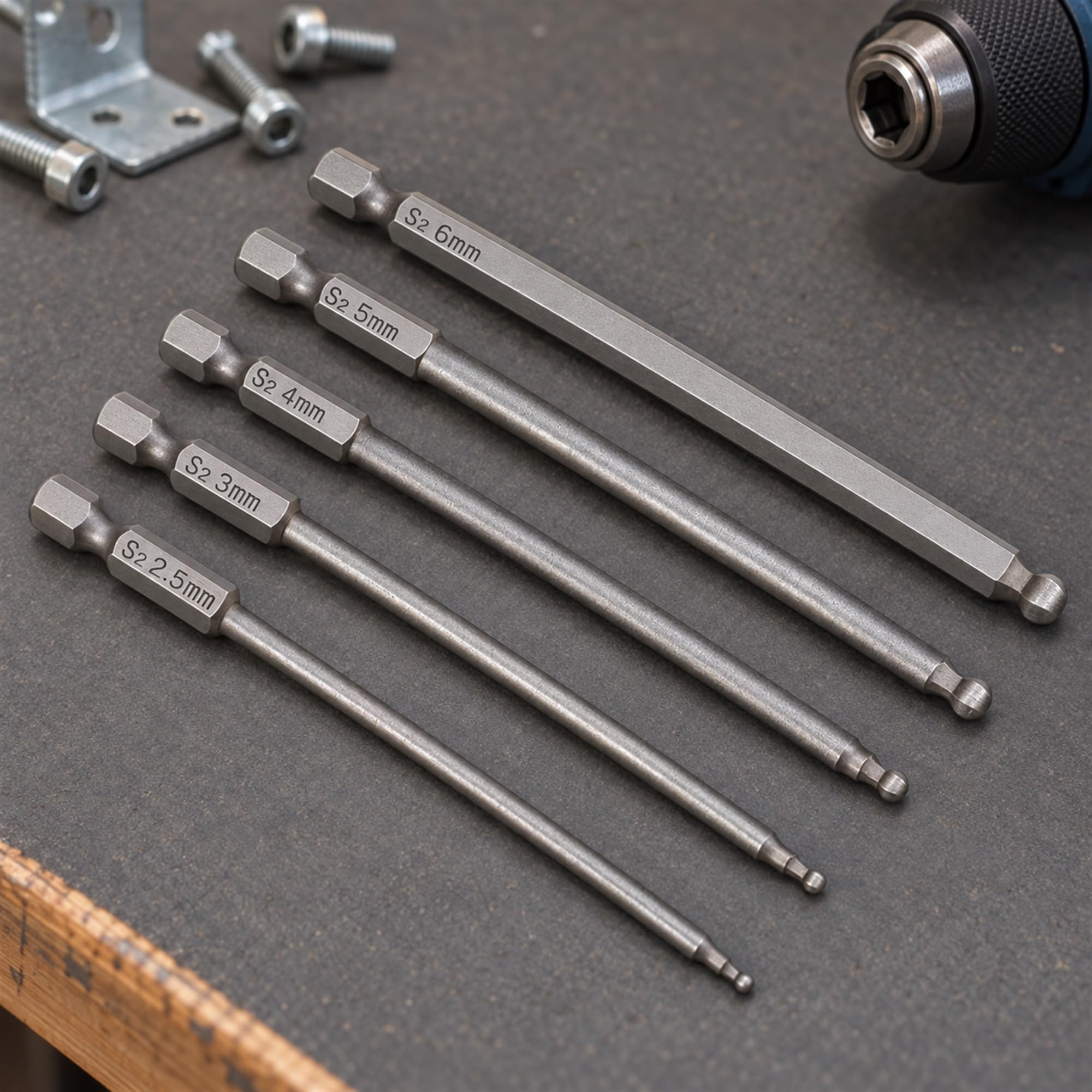 S2 Alloy Steel Magnetic Ball End Screwdriver Bits for Household and Vehicle Repairs, Fastening and Workshop Assembly