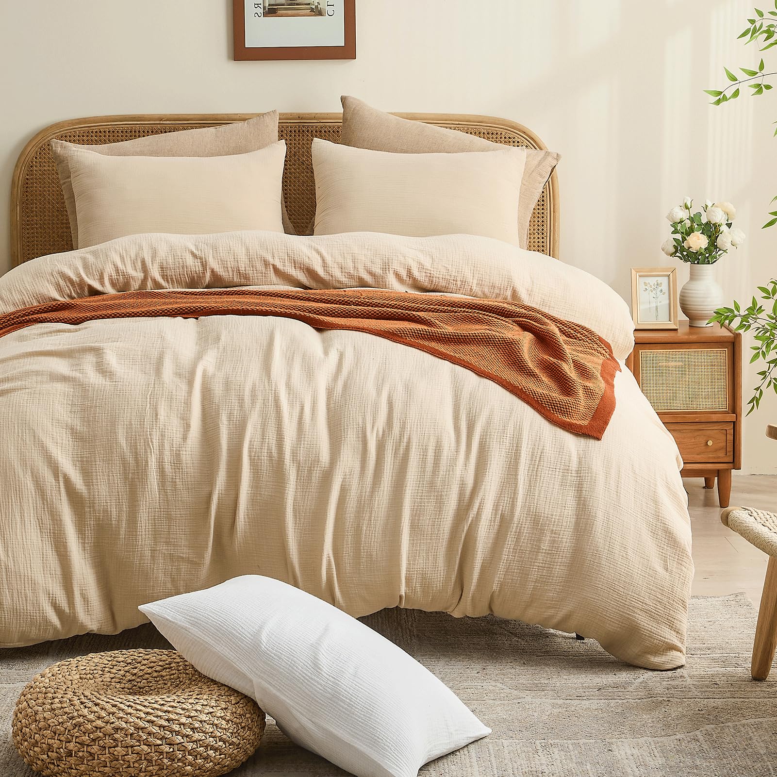 MEISHANG Muslin Duvet Cover Queen Size