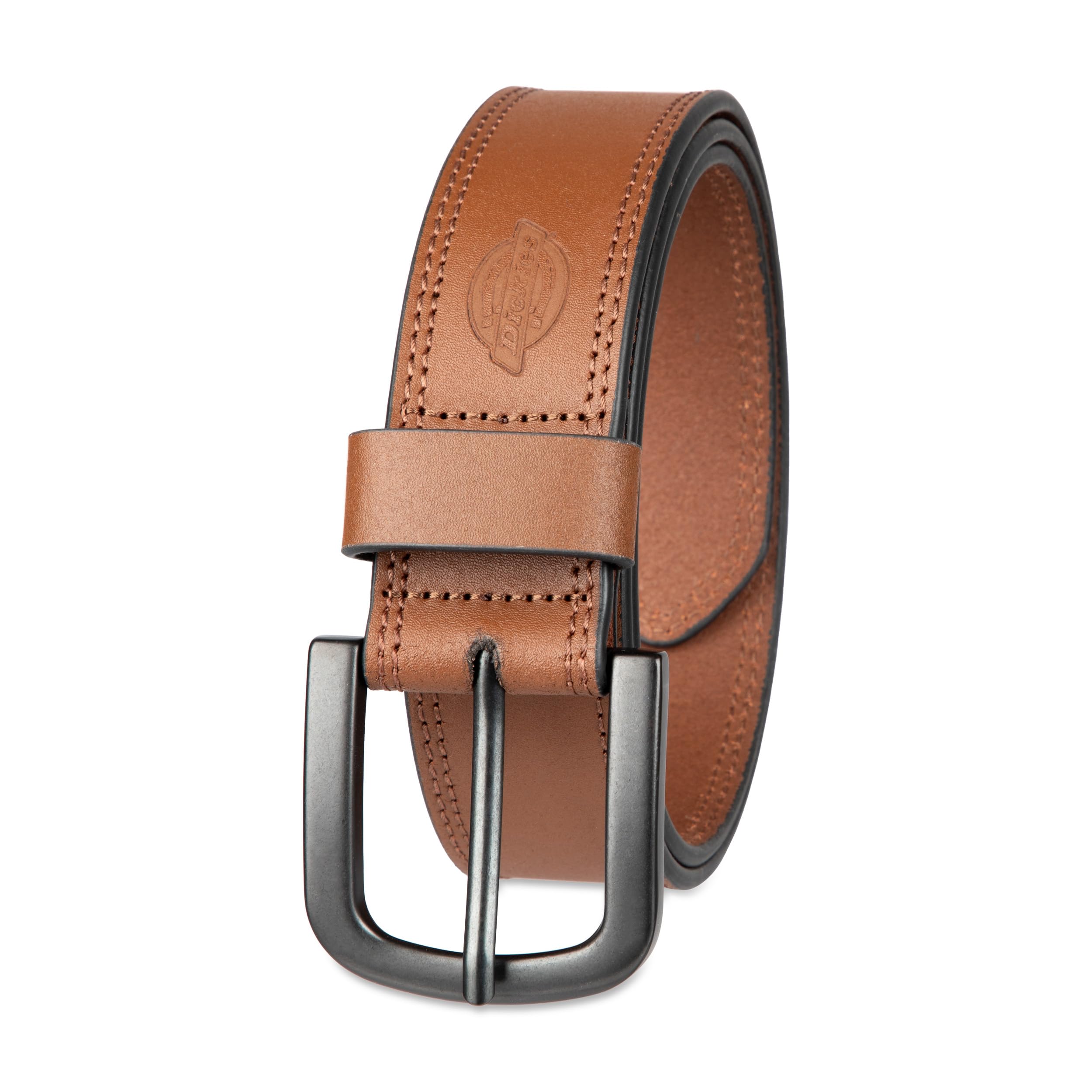 Men's 100% Leather Jeans Belt with Stitch Design and Prong Buckle