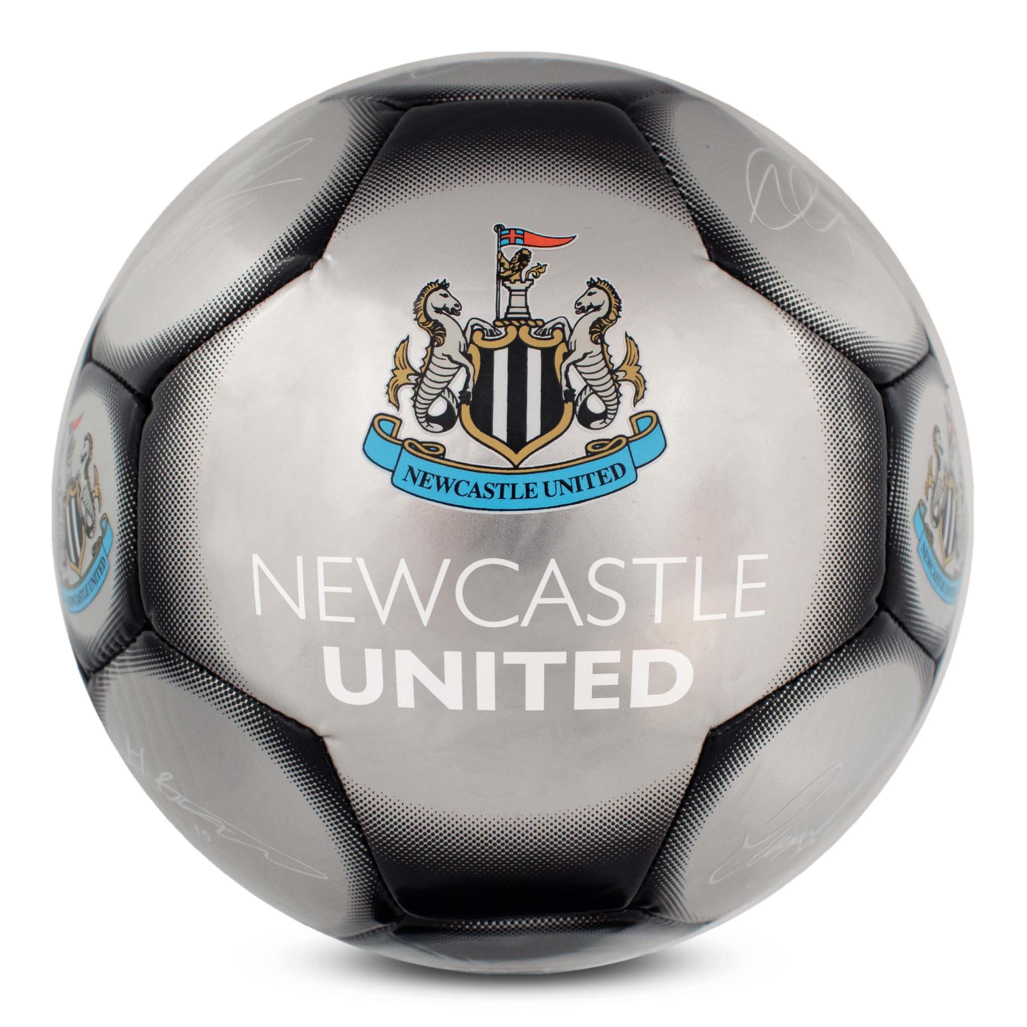 Hy-Pro Officially Licensed Newcastle United F.C. Classic Signature Football - Metallic, Size 5, NUFC, Training, Match, Merchandise, Collectible for Kids and Adults, Black