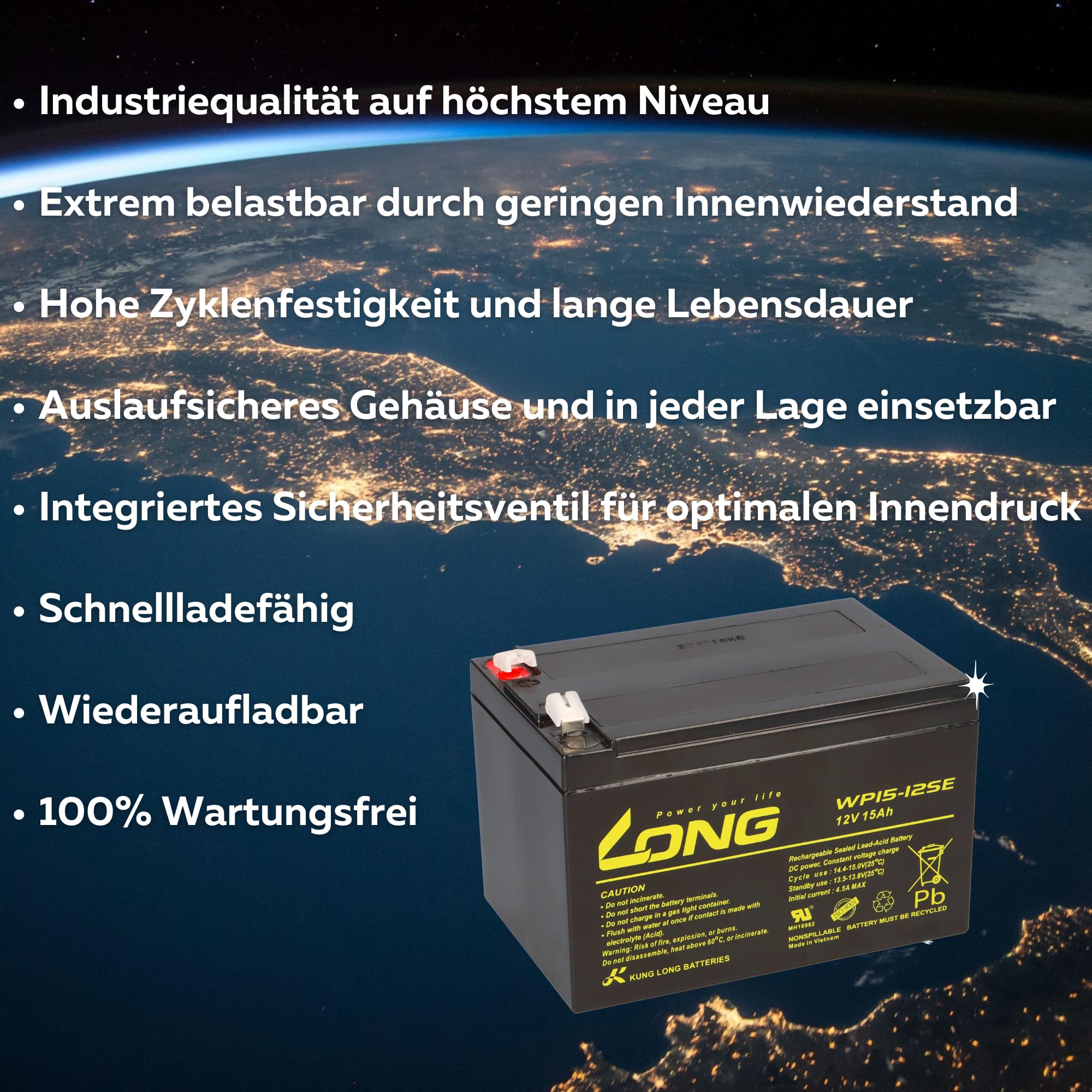 Akku passend für Panasonic LC-CA1215P1 12V 15Ah AGM Batterie