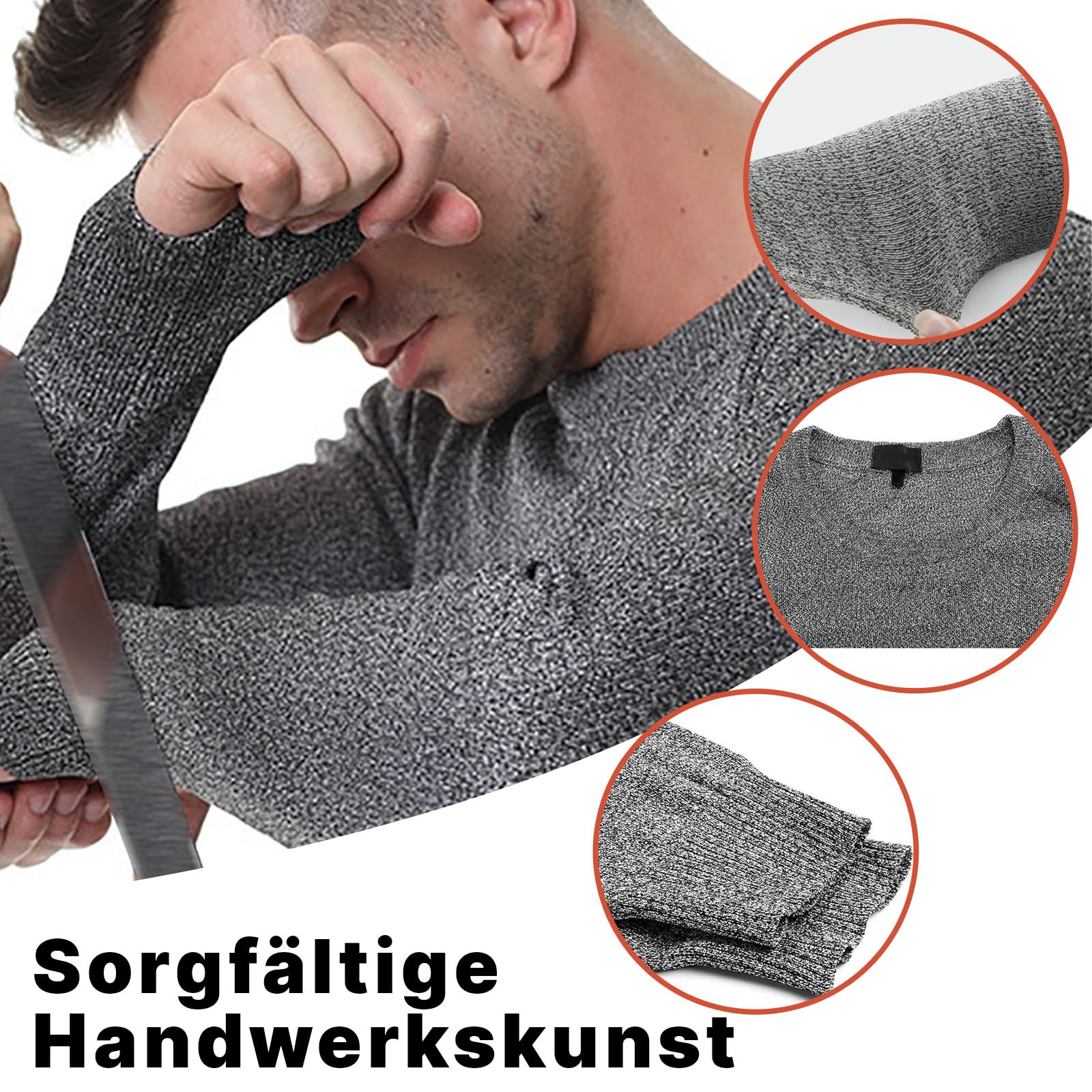 Stichsichere Kleidung(grau),Schutz-T-Shirts der Stufe 5, reißfest,Schnitt- und Stichschutz,Robustes Für Sicherheitsschutz,tägliches Pendeln,Patrouille im Dienst,Geschäftsreisen