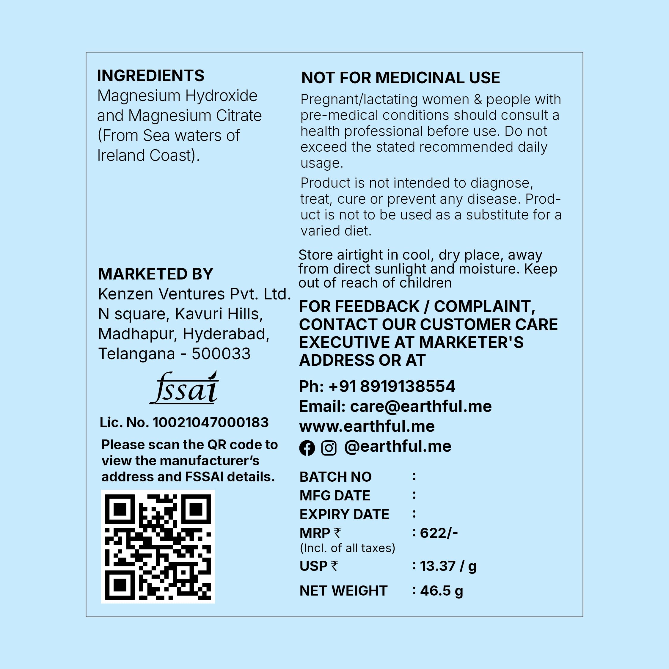 Earthful Marine Magnesium Powder | Sourced from Ireland Sea Waters | For Stress Relief, Muscle Relaxation, Better Sleep | 46.5g (30 servings) — Amazon image 5