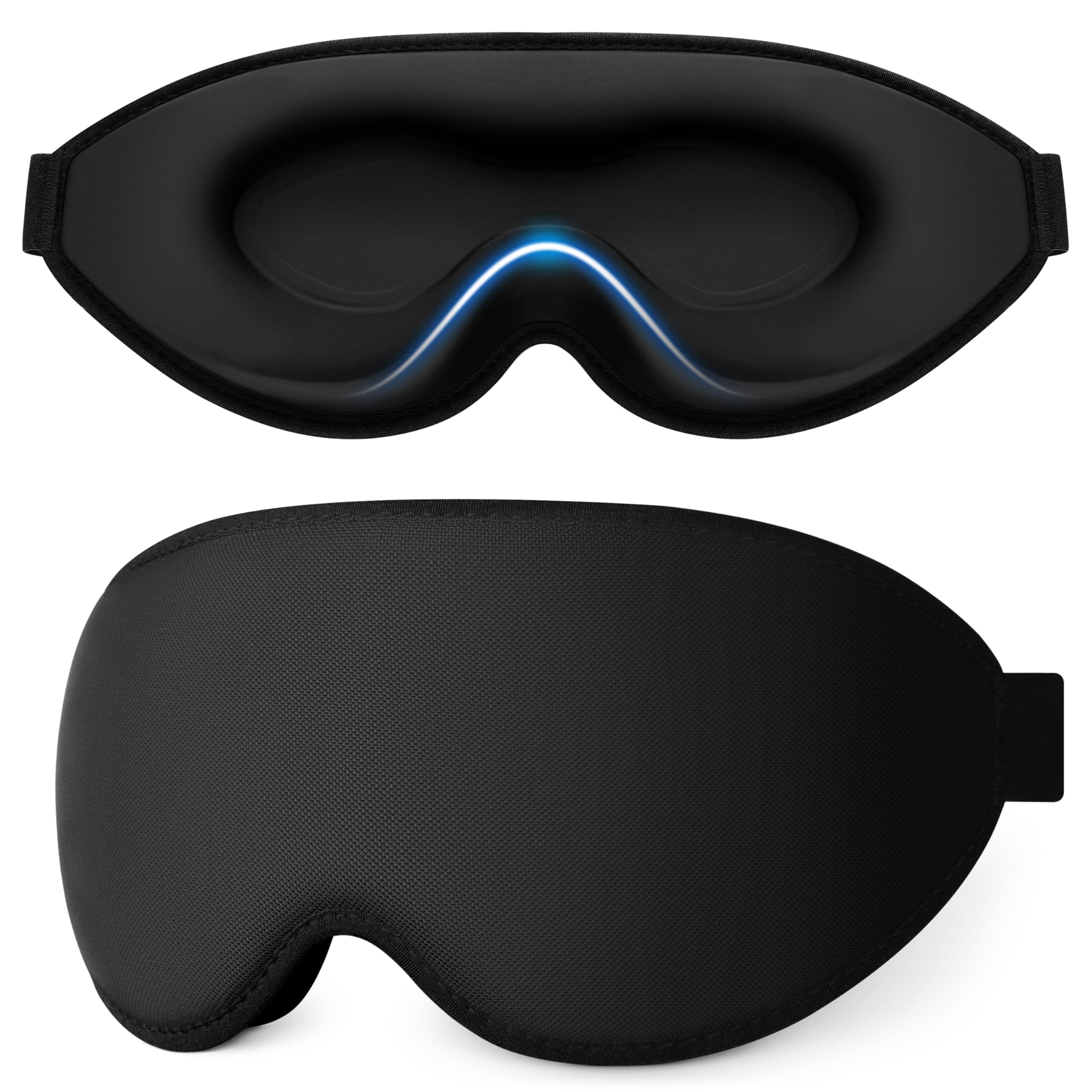 Gritin 3D Schlafmaske für Seitenschläfer Upgrade Augenmaske Herren & Frauen | Lichtblockierend Ergonomisch Schlafbrille mit Verstellbar Gummiband,Atmungsaktiv & Bequem für Schlaf/Reise/Flug