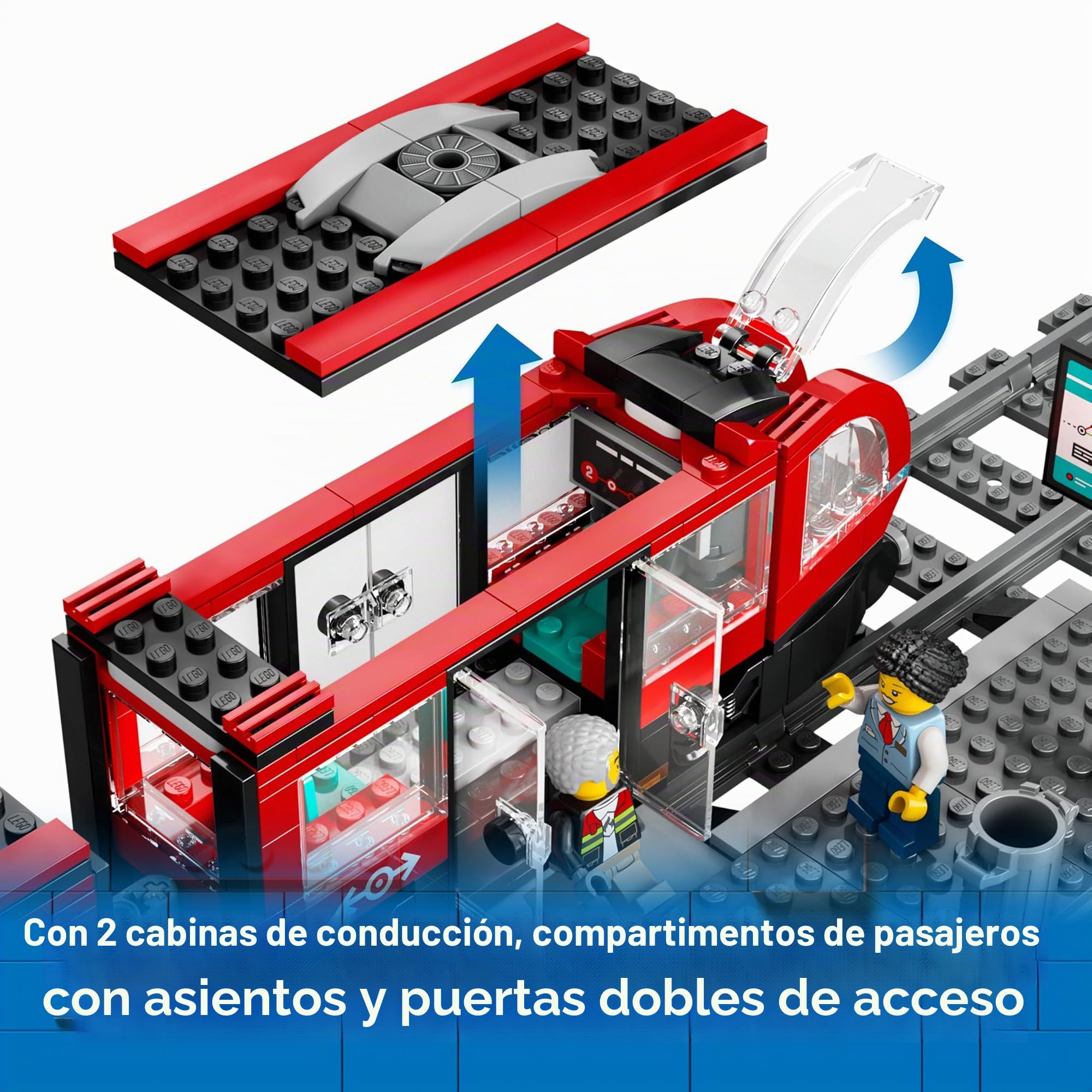 LEGO City Tranvía con parada (60423): Extensión de vías (60205) - Parte de las novedades de 2024, tren con estación y vías