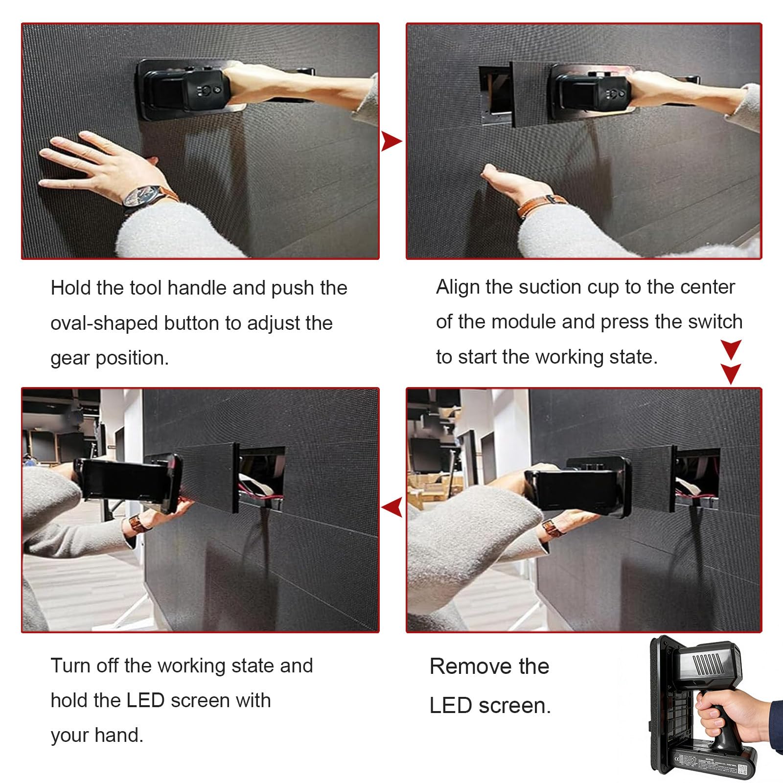 Ventosa eléctrica al vacío, Pantalla LED eléctrica, Mantenimiento Frontal, Ventosa de vacío, para Pantalla LED, Capacidad de elevación de 66 Libras, Uso Continuo 20min