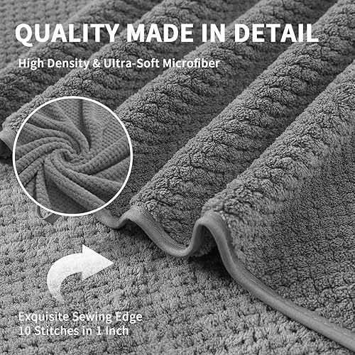 Miniatura 5 de Juego de 12 toallas de microfibra, 2 toallas de baño grandes de gran tamaño, 2 toallas de baño, 4 toallas de mano, 4 toallas de baño, toallas de