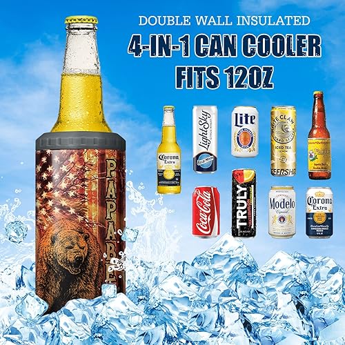 Miniatura 3 de SANDJEST Coozie - Vaso térmico Viking de acero inoxidable 4 en 1 de 16 onzas, regalo para hombres, papá, hijo, Navidad, cumpleaños