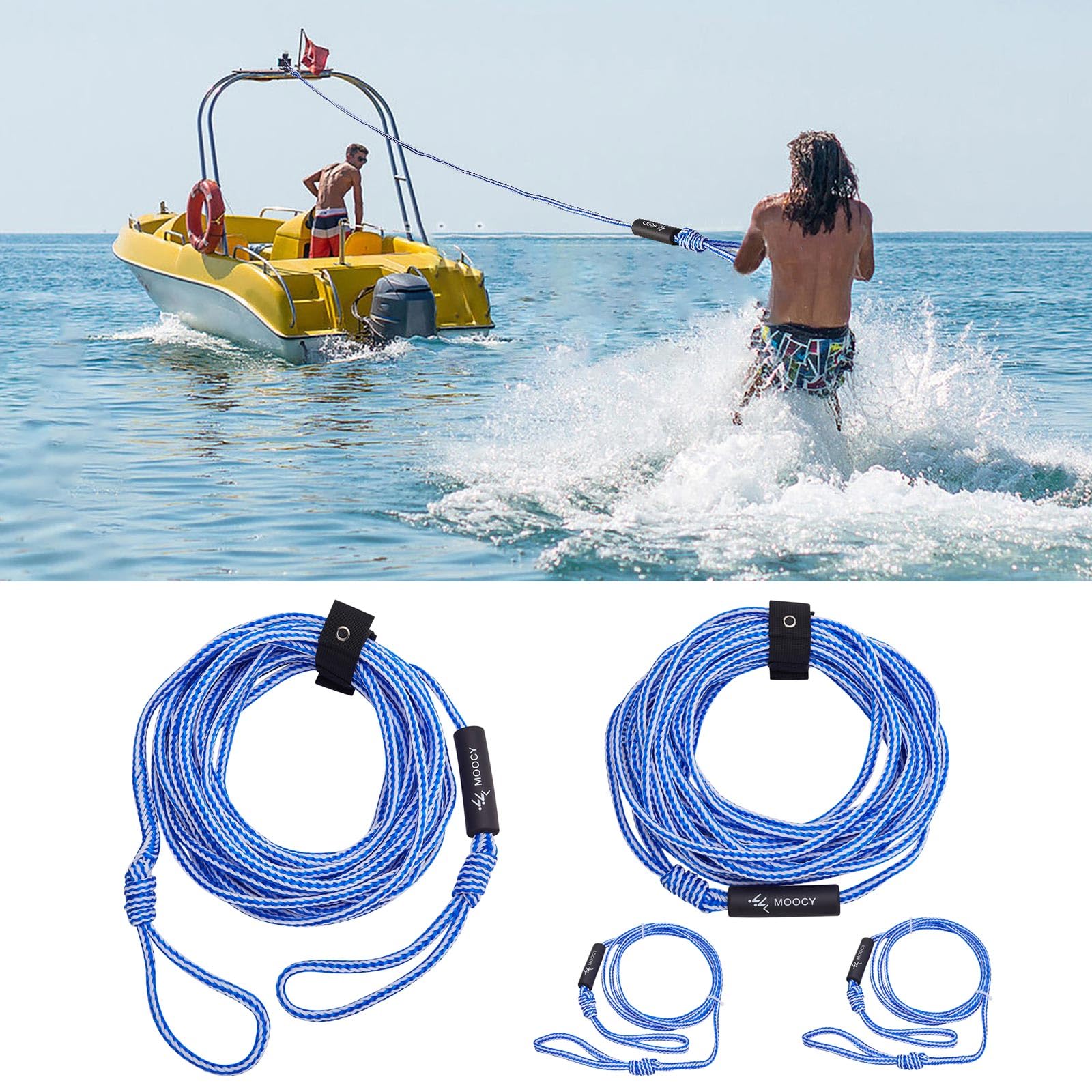 Corda di traino per sport acquatici Heavy Duty Cablaggio di traino Corda da sci d'acqua Corda per tubi trainabili Sci nautico Barche Durevole Corda di traino
