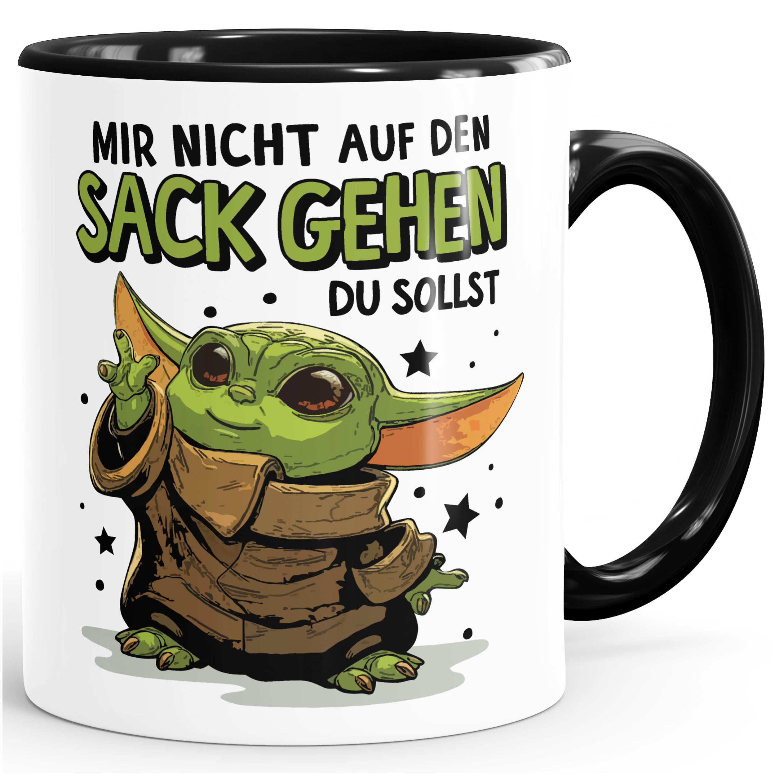 MoonWorks Kaffee-Tasse mit Spruch Mir nicht auf den Sack gehen du sollst Baby Bürotasse lustige Kaffeebecher Weiss-innen-schwarz standard