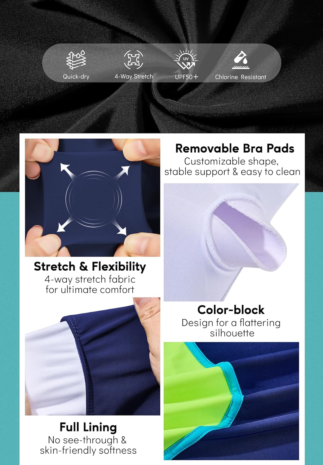 Zando Women's One Piece Boyleg Swimsuits Full Coverage Athletic Bathing Suits Modest Swimwear for Water Aerobics - Image 6