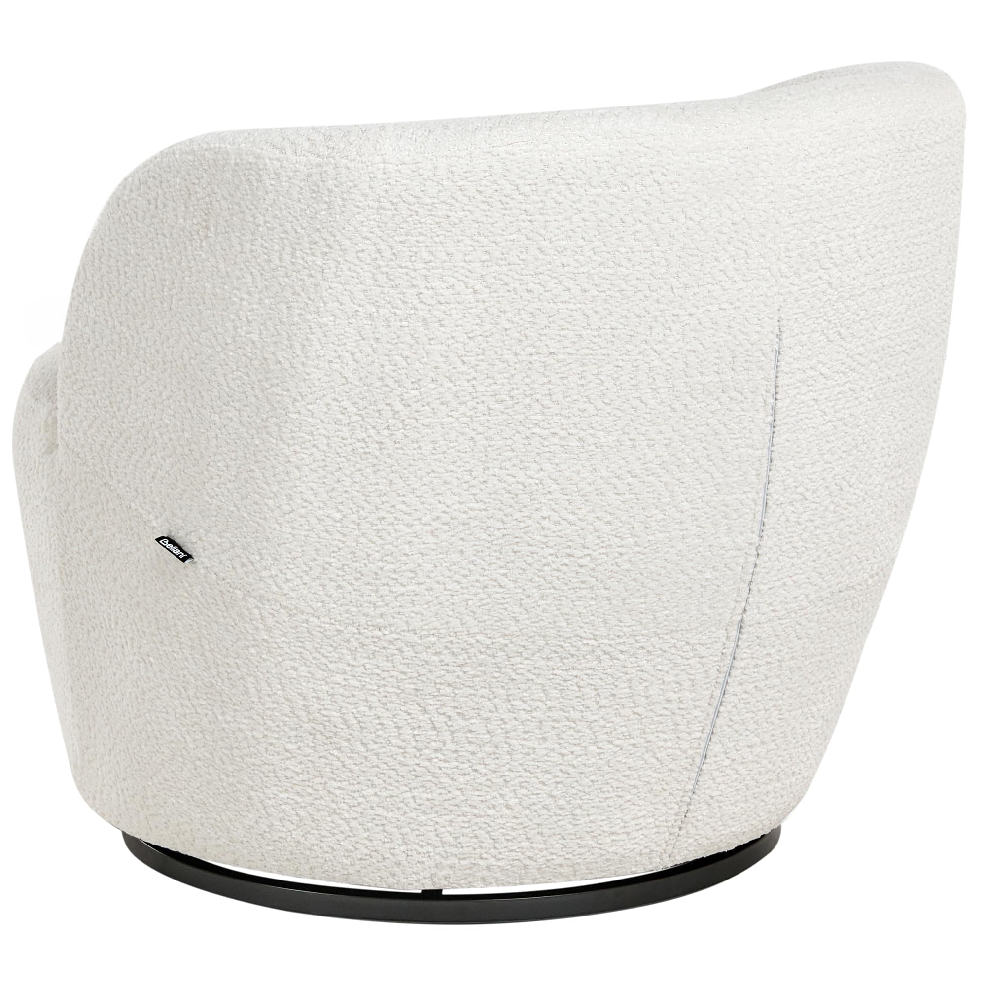 Beliani Sillón Giratorio Moderno con tapizado de Chenilla reposabrazos y Asiento Ancho salón Blanco Crema Kuolpa