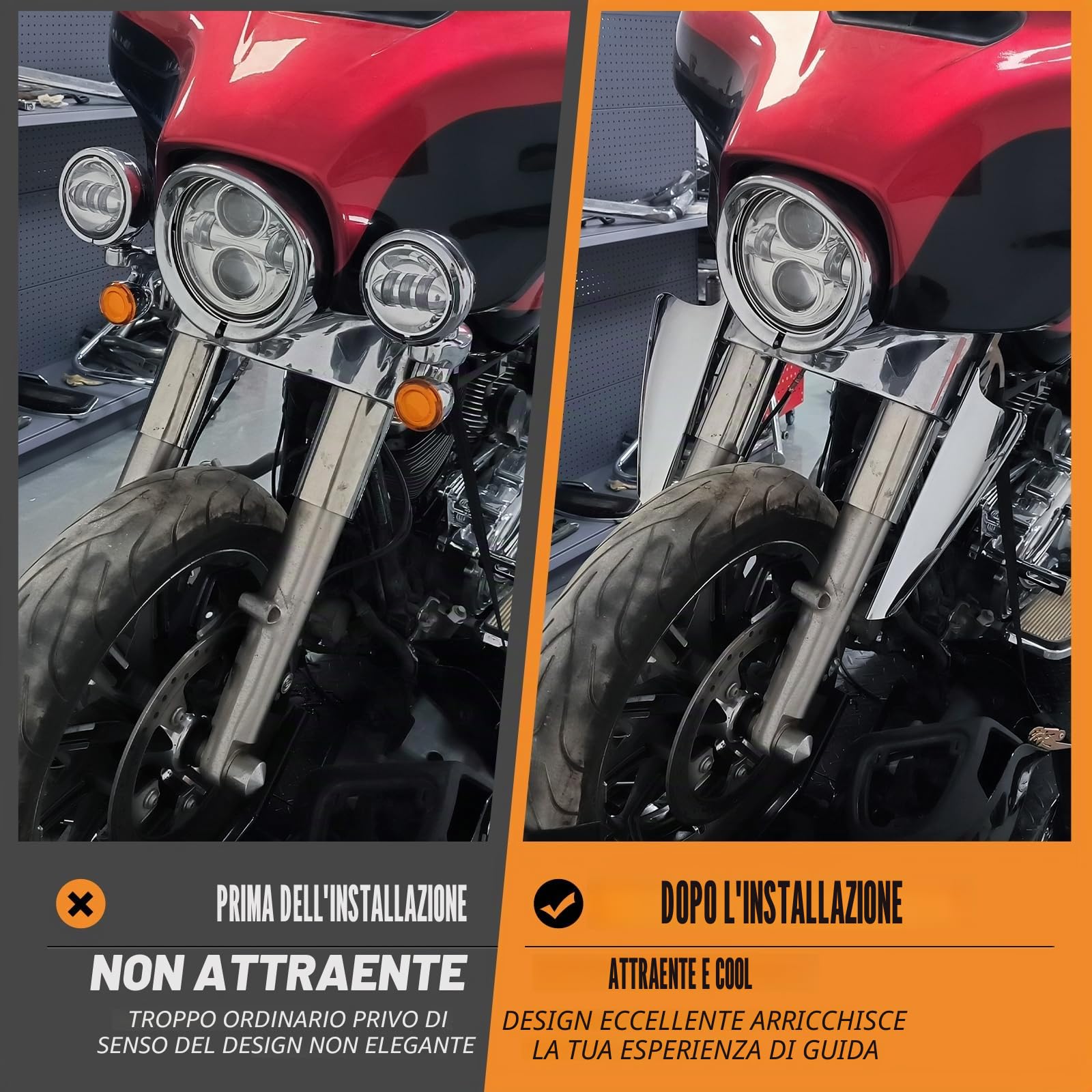 Deflettori d'aria per montaggio a forcella per moto, adatti per Harley Road King Street Glide Electra Glide FLHT FLHR FLHX 1995-2022, cromati