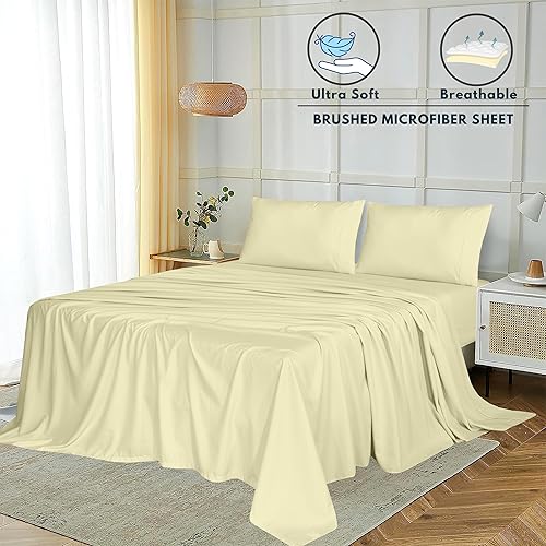 Miniatura 3 de RUVANTI Juego de sábanas de microfibra Split King, lujosas y sedosas, transpirables, acogedoras y cómodas, bolsillo profundo de 15 pulgadas (para