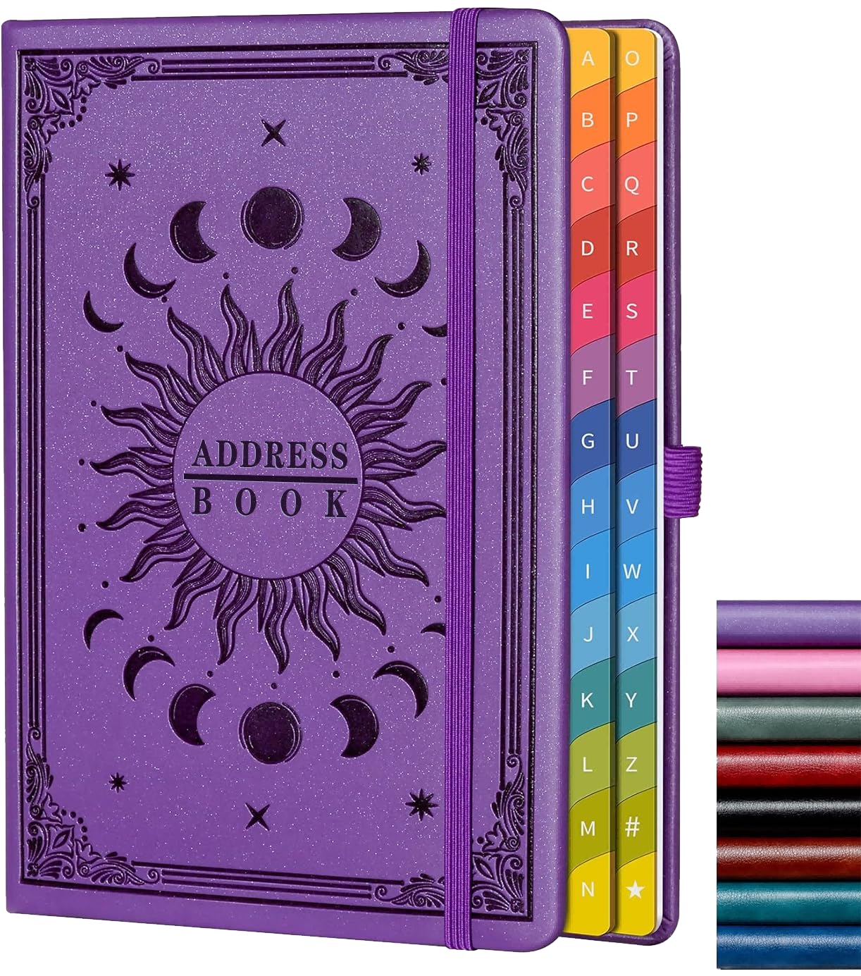 Address Book with Colorful Alphabetical Tabs (8.4" x 5.7") β Hardcover Contact Organizer for Website Passwords, Telephone, Software Licenses, and Important Information β Purple