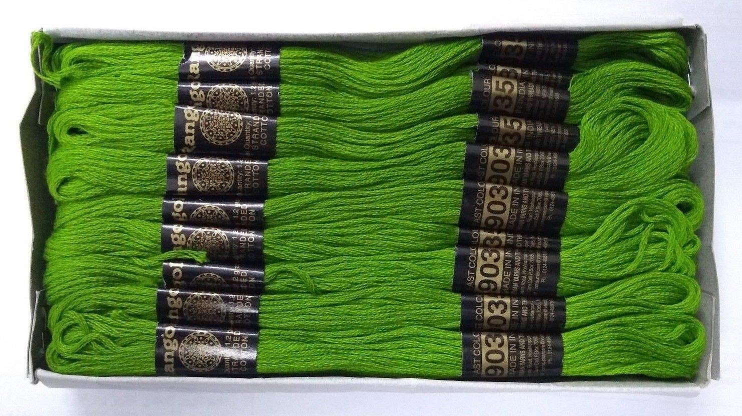 Fil à broder en coton vert 75 échevettes 6 plis pour canevas et point de croix