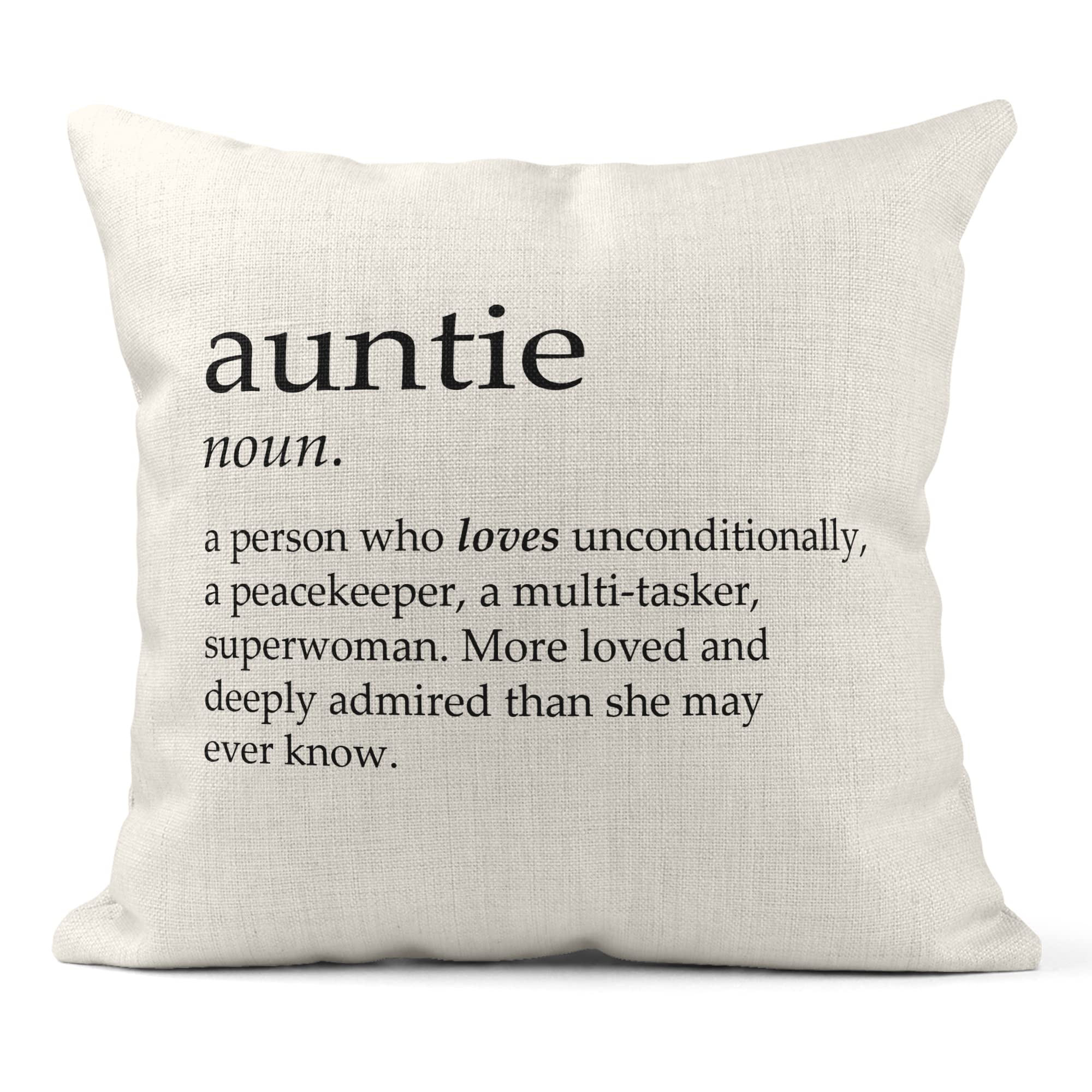 Media Replication Print Maniacs Mothers Day Pillow Cushion Christmas Birthday Gift Her Auntie Nanny Grandma Nanna Canvas Gift Mum Noun (Auntie, Cover Only - No Stuffing)