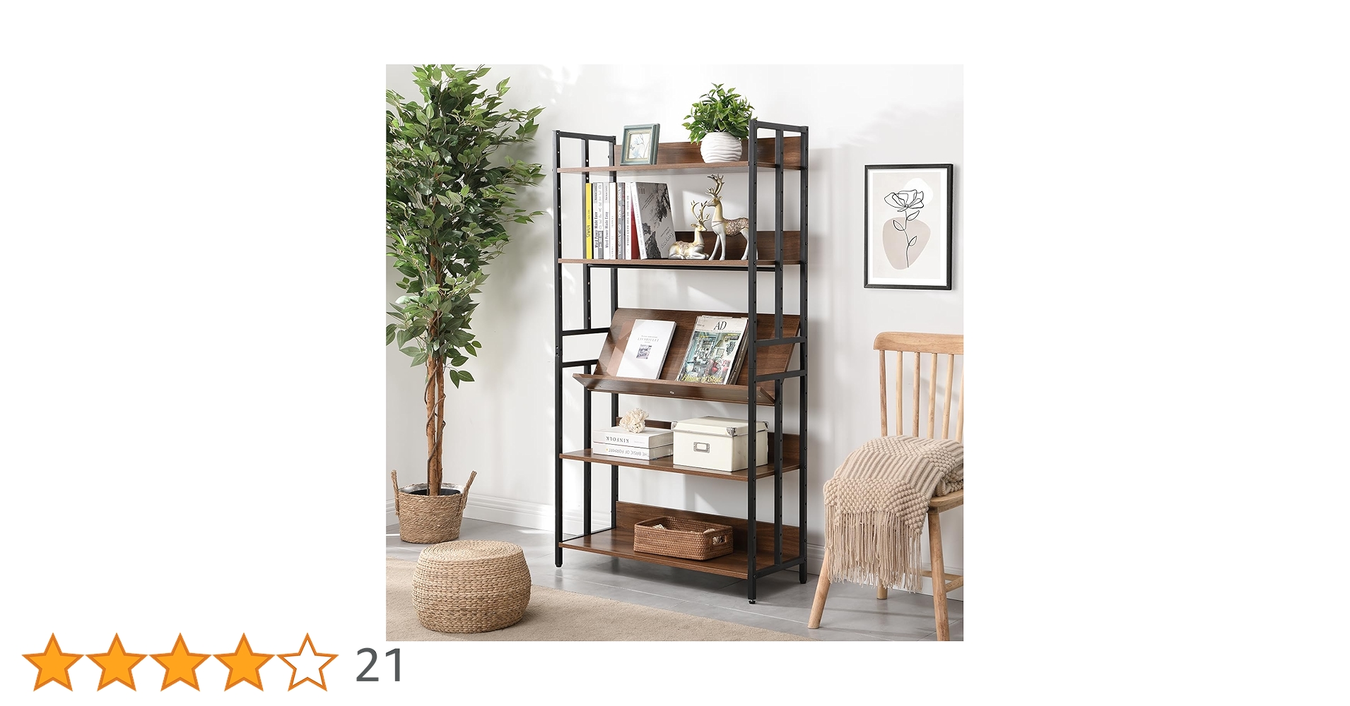 オープンシェルフ ラック 5段 幅34×奥行84×高さ156cm Amazon｜ANDWINT 棚 本棚 収納ラック オープンシェルフ 5段 高さ