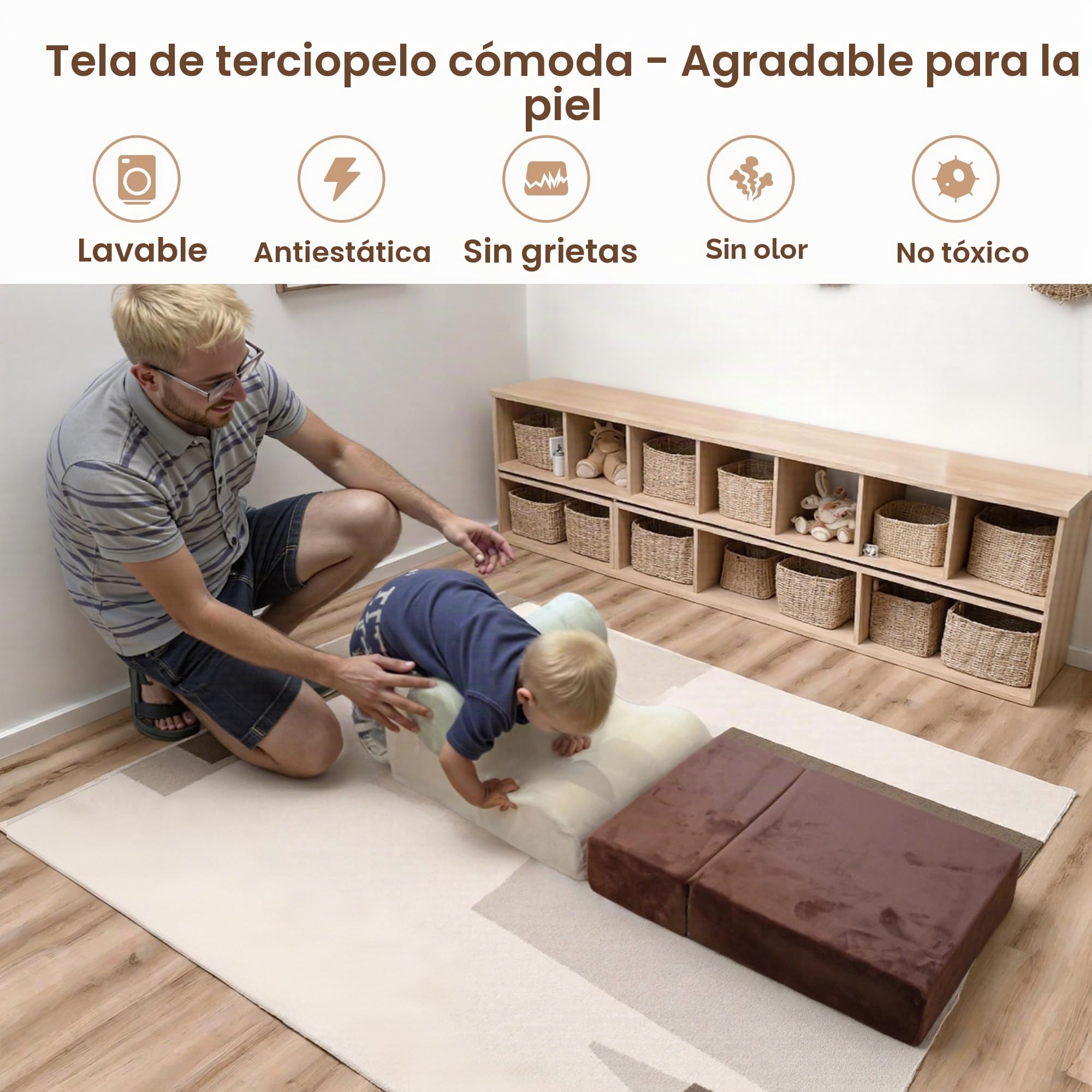 BanaSuper Bloques de Espuma para Escalada, Juego De Escalada Suave para Niños, Gimnasio Interior para Bebés, Carrera De Obstáculos De Interior, Desarrollo Psicomotor para Casa y Guardería, 3 Piezas