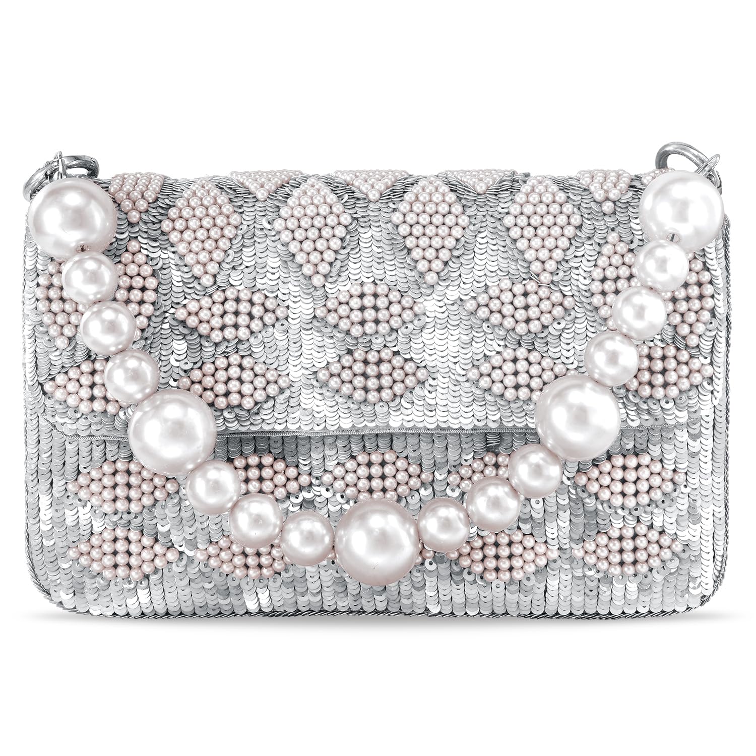 Peora Silver Clutch Purses for Women Wedding Handmade Evening Handbags Party Bridal Clutch(C54S) (B09Z29B3XQ) Amazon Price History, Amazon Price Tracker