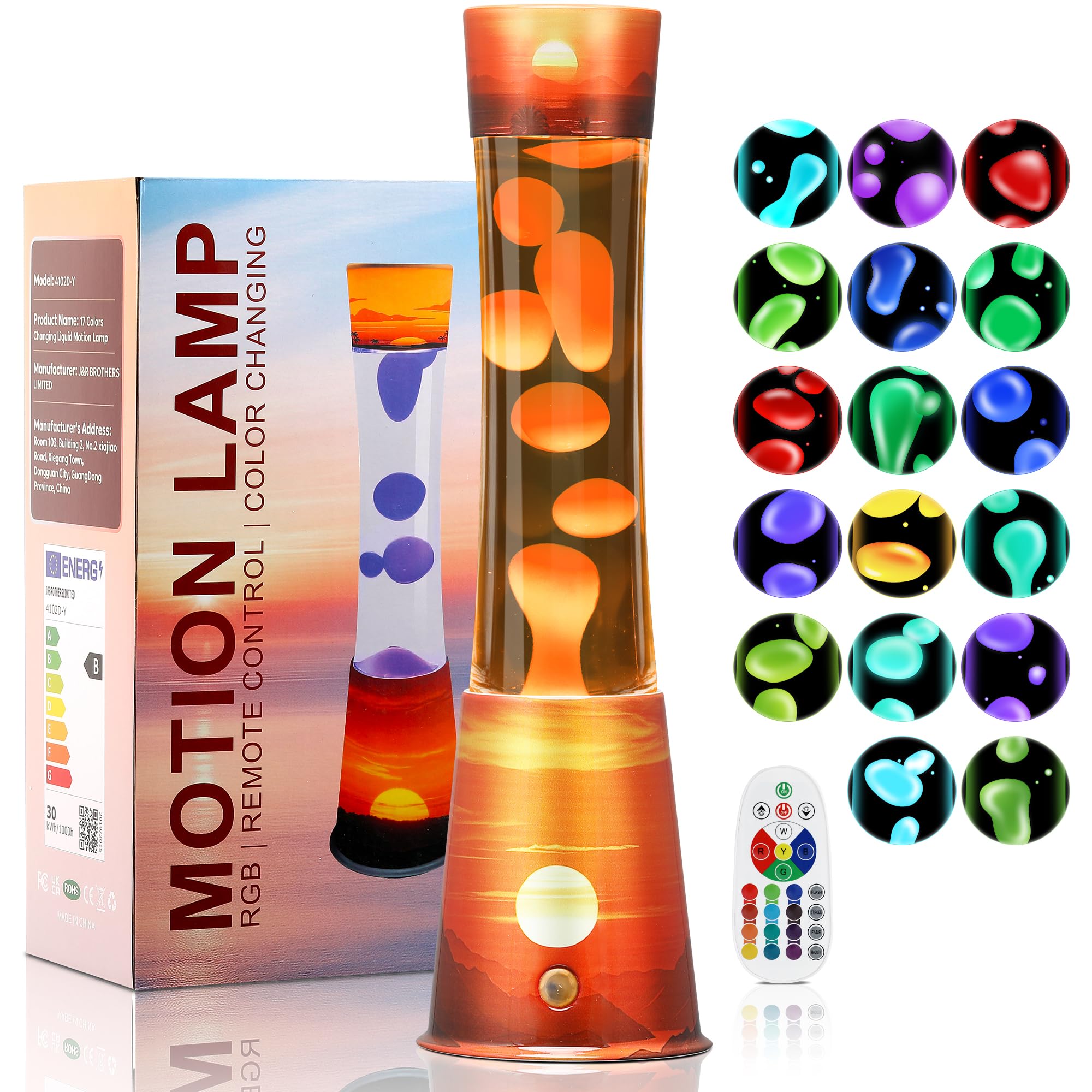 Lampe à Mouvement Liquide 40cm avec 17 Changements de Couleur Télécommande