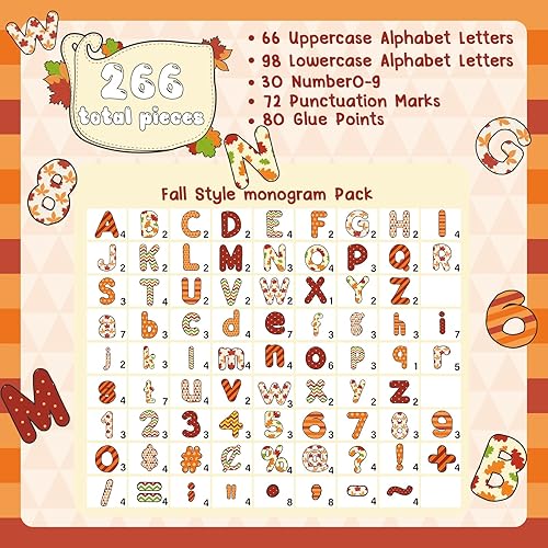 Miniatura 3 de Paquete combinado de 266 letras para tablón de anuncios, letras de otoño de Acción de Gracias y detalles de números para tablón de anuncios,