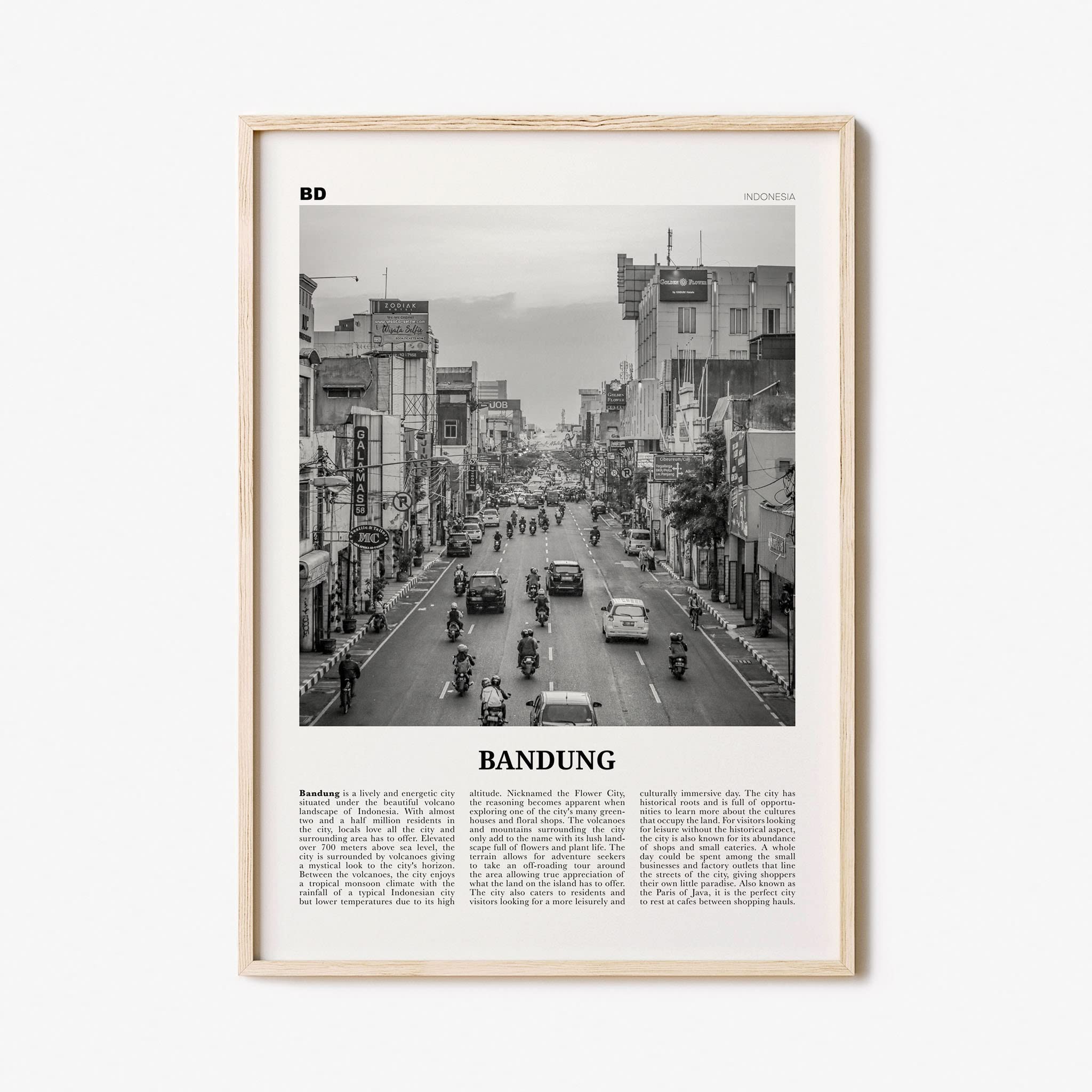 Bandung Print Black And White, Bandung Wall Art, Bandung Poster, Bandung Photo, Bandung Wall Décor, Bandung Map, Indonesia #40