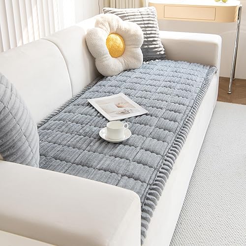 Miniatura 4 de Funda de sofá de felpa de piel sintética para perro, funda de sofá mullida y antideslizante con rayas 3D, manta para mascotas, sofá, protector de