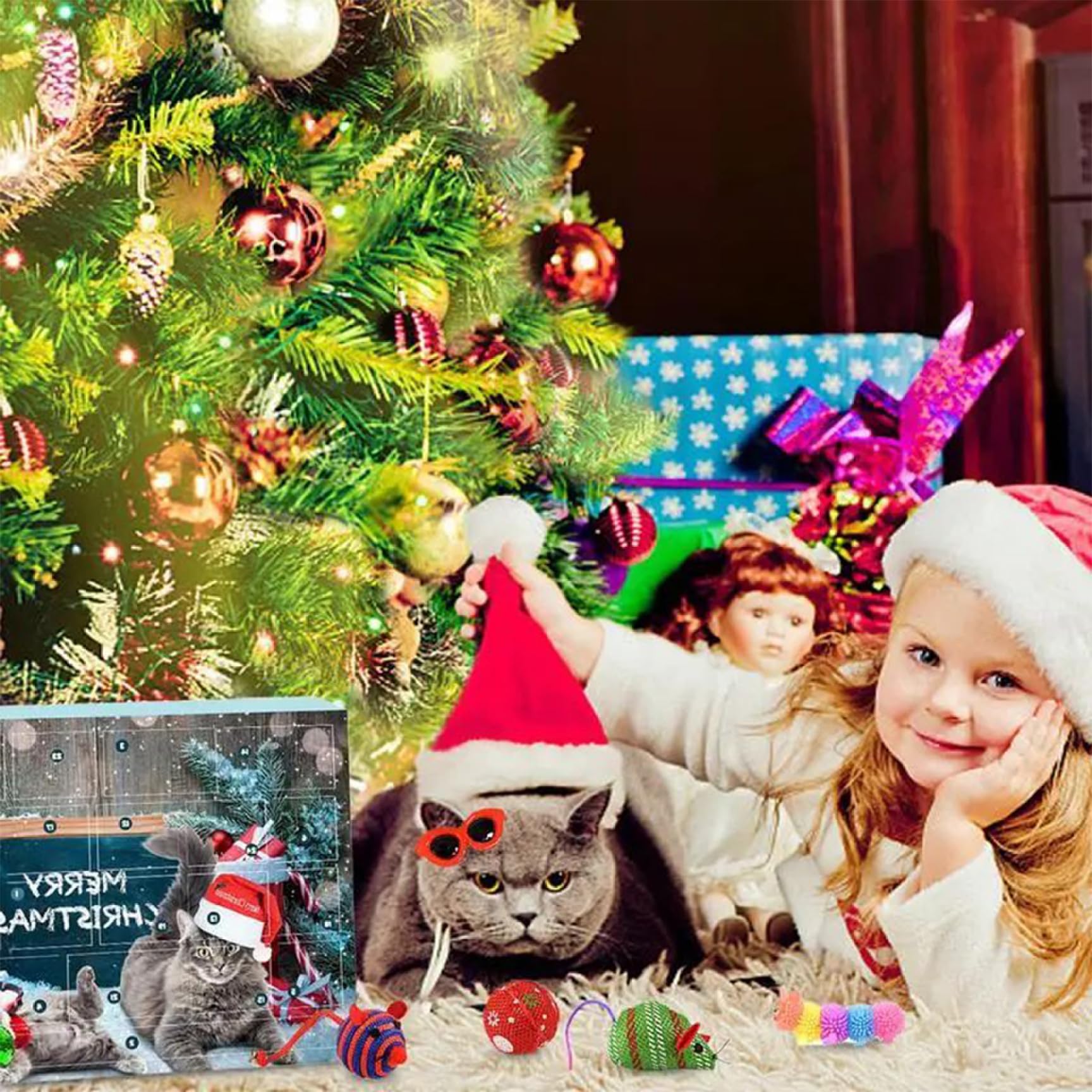 Calendrier Avent Interactif Chat 2024 – 24 Jours De Surprises, Jouets Teasers, Peluches & Bâtonnets, Noël Félin Fun