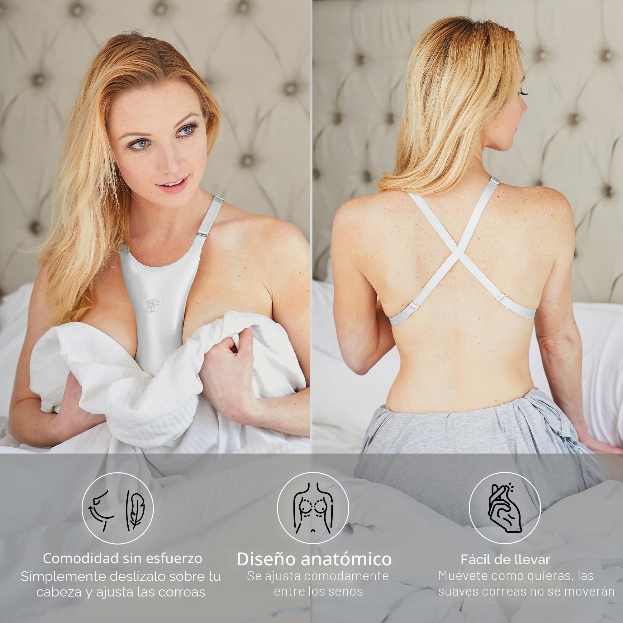 Intimia Almohada para Pechos, para la prevención de Arrugas en el Pecho y la sujeción del Pecho, para Dormir de Lado, Plateada
