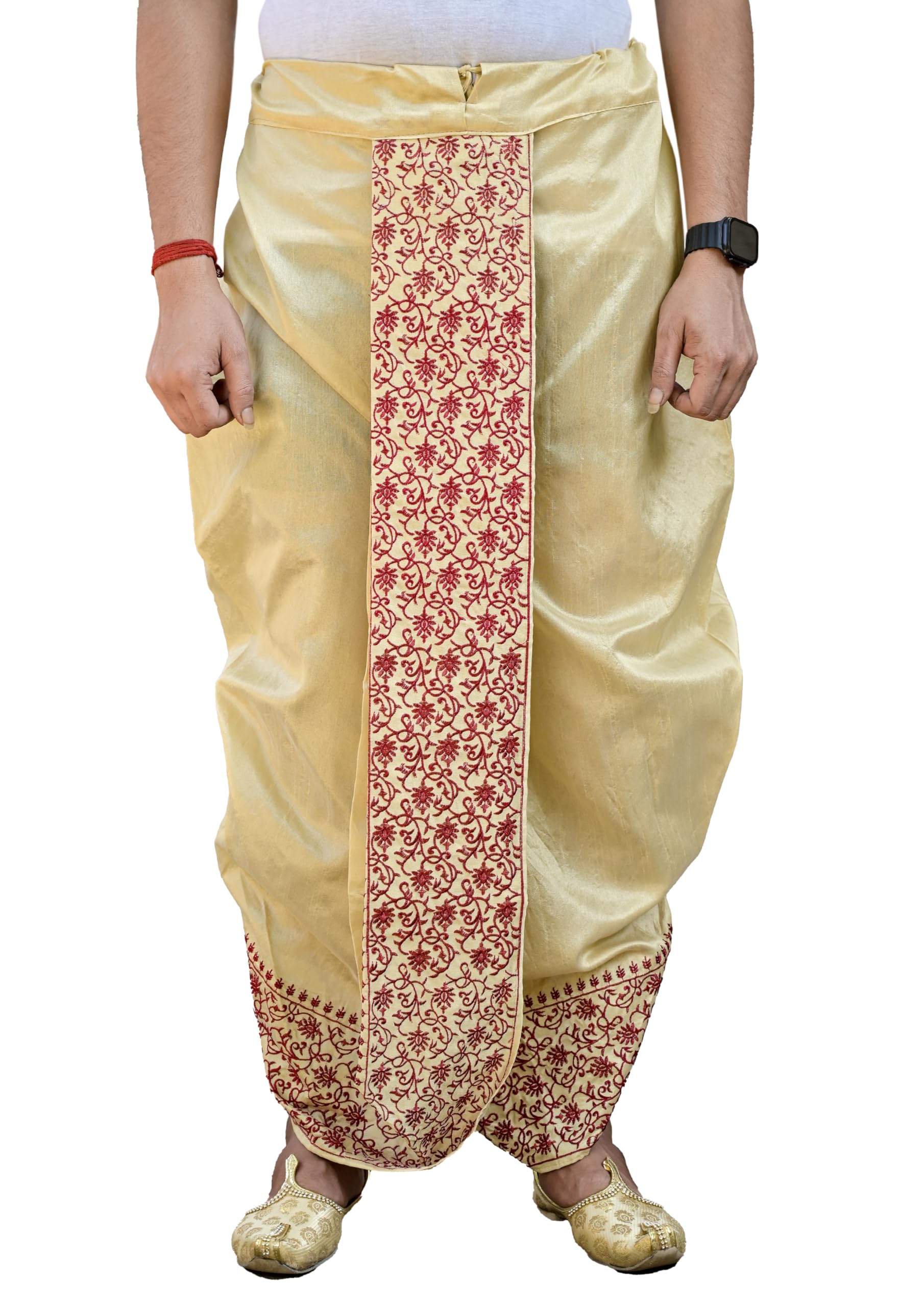 Traditional White Embroidered Dhoti for Men Ideal for Pooja and Special Occasions (Only Dhoti)-picture-17