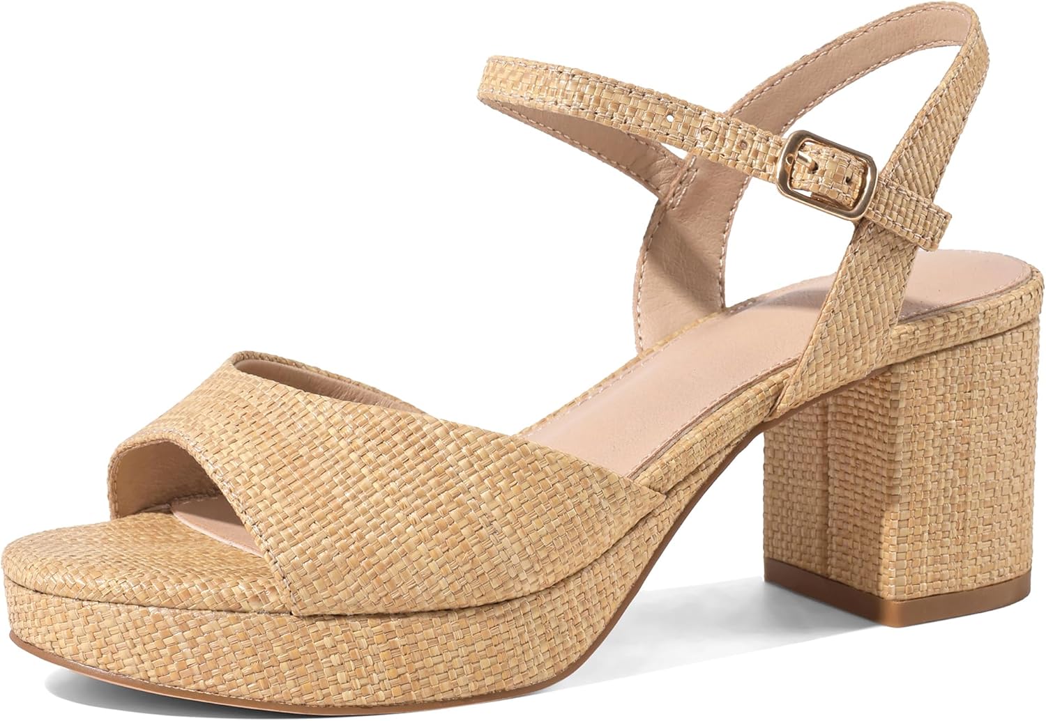 Marc Ford Platform Heels for Women Low Chunky Block Heels with Buckle Ankle Strap Heeled Sandals Open Toe Summer Vacation Essentials Trendy Shoe Resort Wears