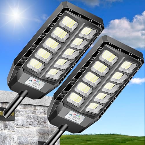 CEDIO Luz solar de 6500 W al aire libre, luces solares de calle al aire libre IP66 impermeable, 6500 K del atardecer al amanecer, luces de