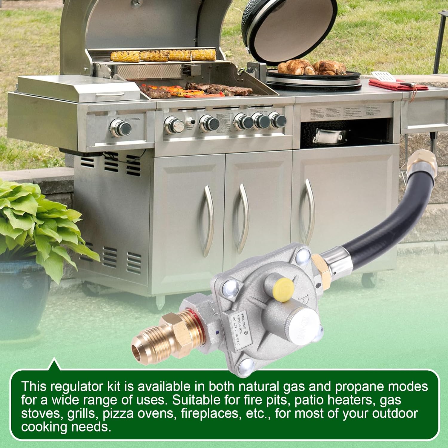 Natural Gas/Propane Grill Conversion Kits, Pressure Regulator Valve for Grill, Fire Pit, Stove, 1/2 PSIG Inlet Pressure & 4" W.C. Outlet Pressure