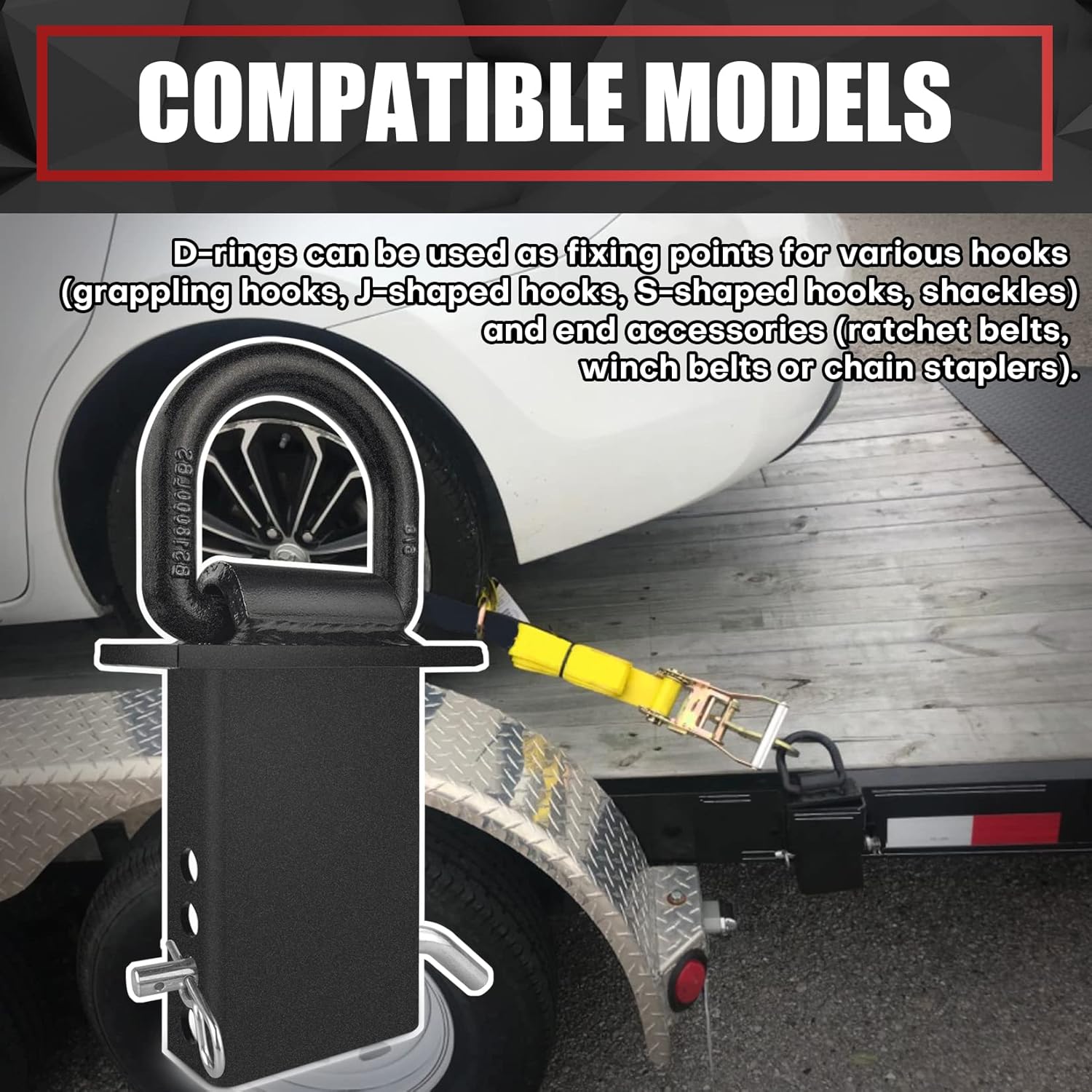 4Pcs 18000lbs Heavy Duty Removable D Ring Stake Pocket tie Down for Utility Trailers and Flatbeds Equipped with Stake Pockets Stake Pocket D-Rings