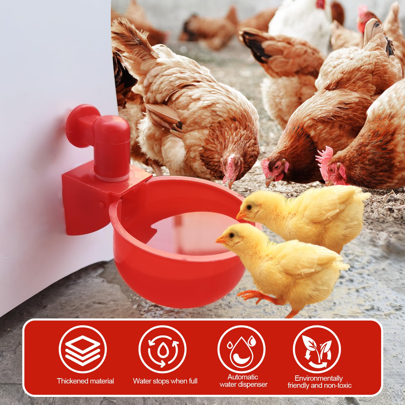 Bebedero Gallinas Automático Bebedero Plástico para Pollo Comedero automático de Pollo Agua para Pollos Automática Kit con Broca para Patos Gansos
