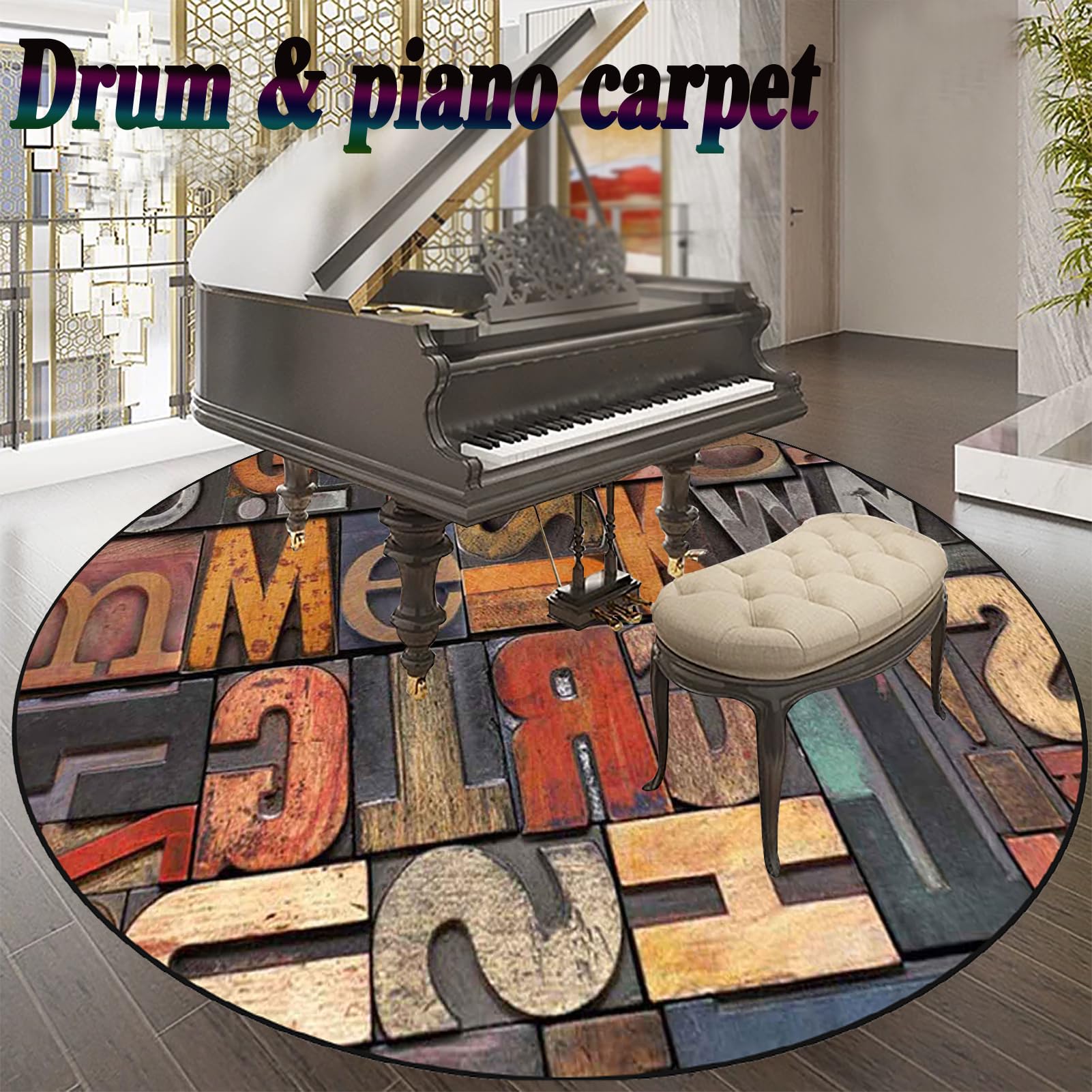 120 cm Schlagzeugteppich Rund Schallschutzmatte Drum Teppich Schallschutz Teppich rutschfeste Trommelmatte für E Drum Schlagzeug Elektronisch Snare Teppich Drum Rug Schalldicht Trommel Teppiche