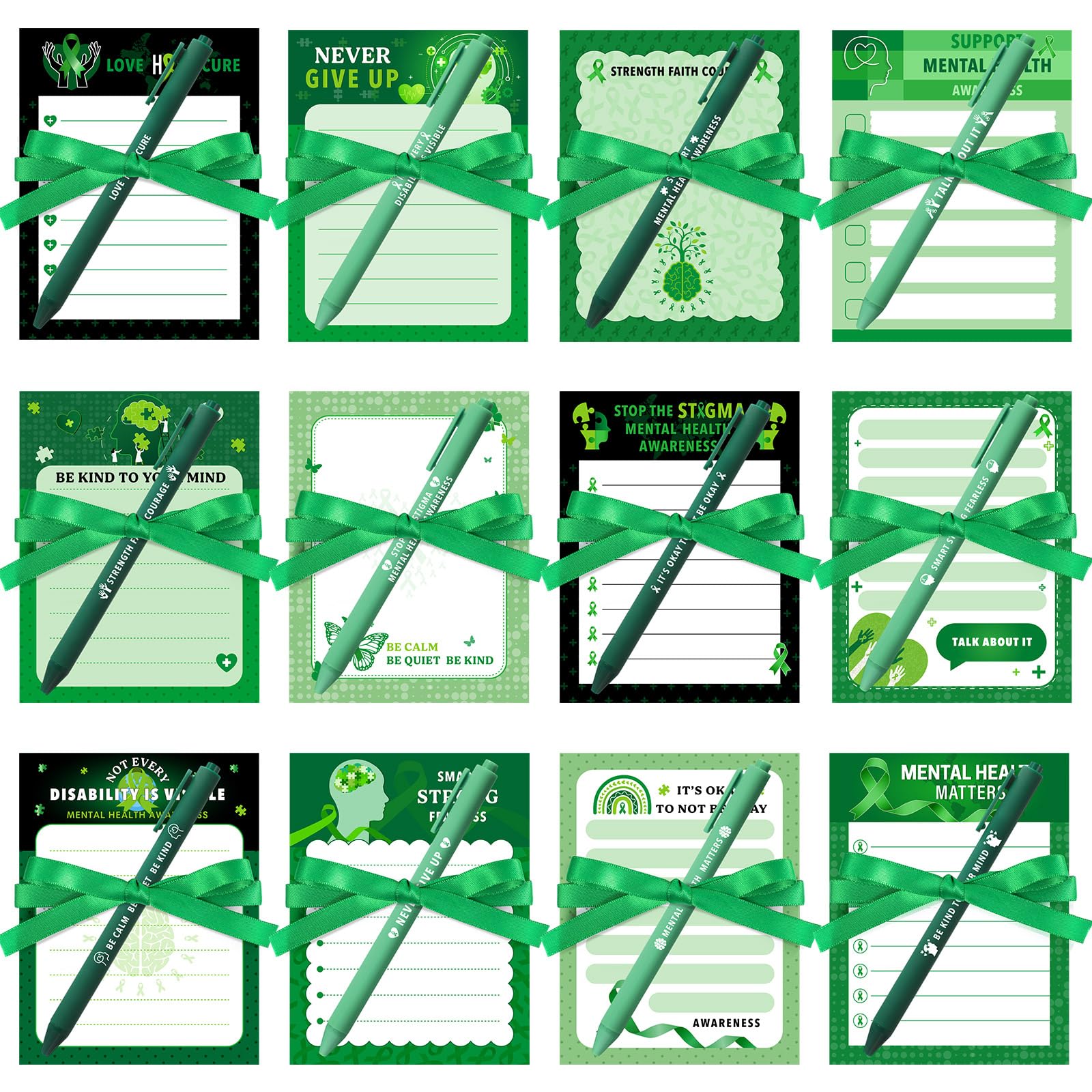 Yeaqee 12 Set Employee Appreciation Gifts 12 Empowering Sticky Notepads 12 Pens 12 Ribbons Motivational Sticky Notes Inspirational Pens for Office