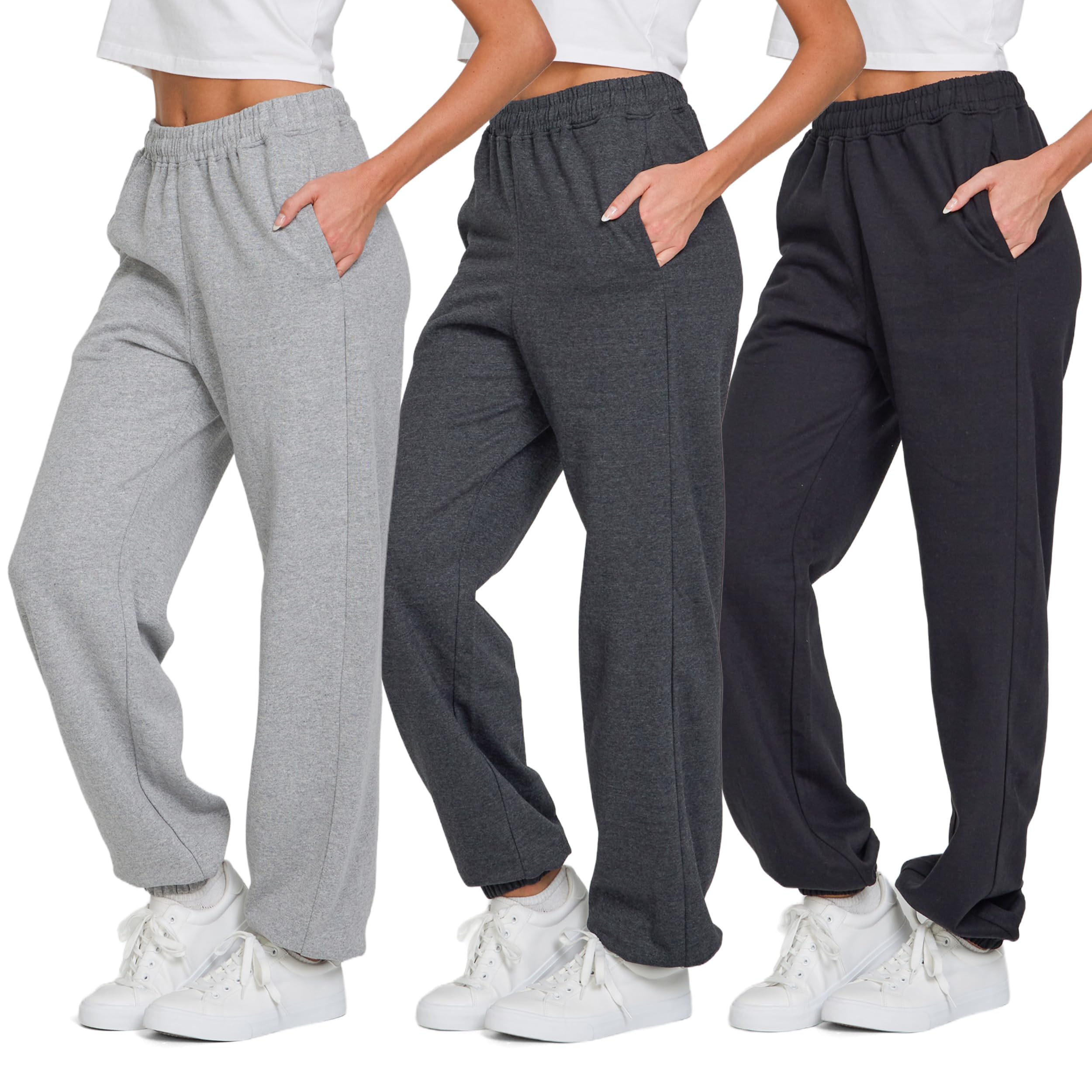 Ultra Performance Womens Joggers Wide Leg 3 Pack Sweatpants Women’s Active Jogger’s Baggy Cinch Bottoms Sweat Pants for Women