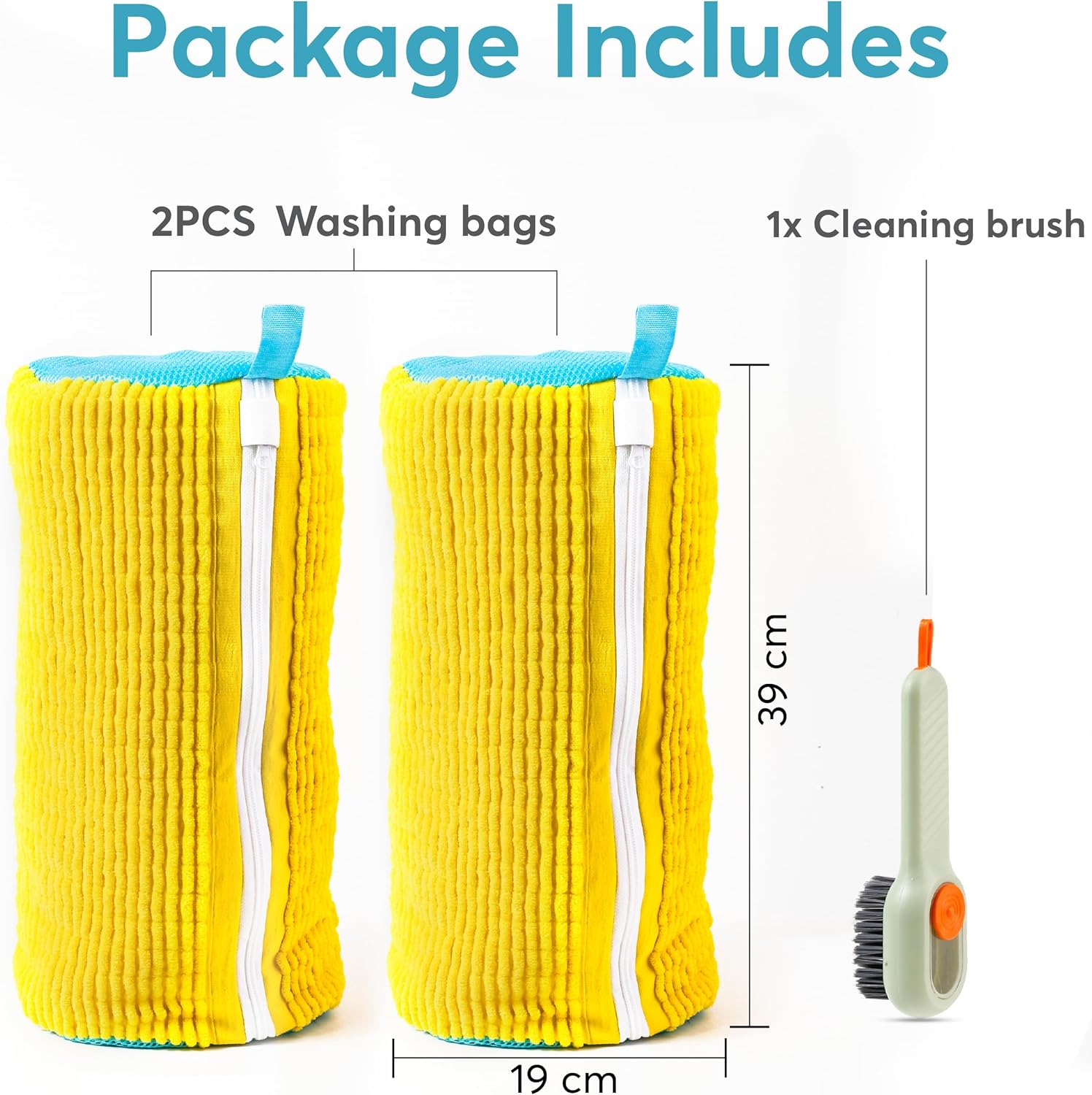 Laundry Shoe Bag for Washing Machine 2 Pcs, Reusable Shoe Washing Machine Bag for Washer and Dryer with Bonus Brush – Microfiber Sneakers Shoes Laundry Bag with Zipper, Tennis, Gym, Trainers