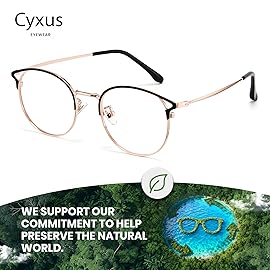 Cyxus Blue Light Glasses Round Frame Cateye UV Blocking Computer Glasses Clear Lens Metal Eyewear Ultra Light Relieve Digital Screen Eye Strain, Headache T66