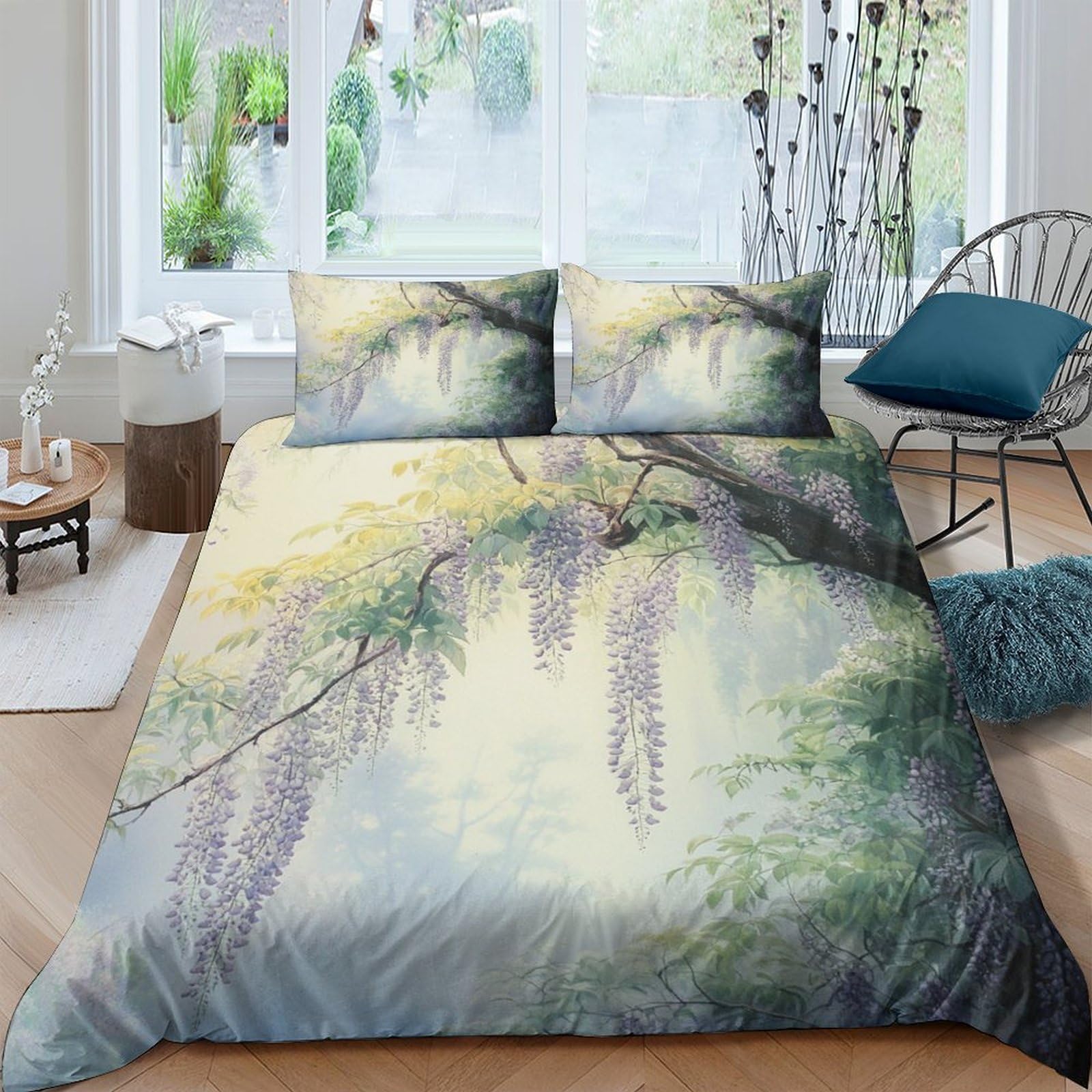Ctjqhvkz Style-5 3D Printed Misty Forest Fitted Sheet Microfiber Soft Nature Landscape Mattress Cover For Bedroom Guest Room Dorm Decor Single（135X200cm）