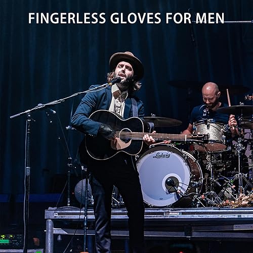 Miniatura 5 de OurHonor Guantes negros sin dedos para hombres y mujeres, guantes de cuero sintético de Halloween, medio dedo, para conducción, disfraz deportivo