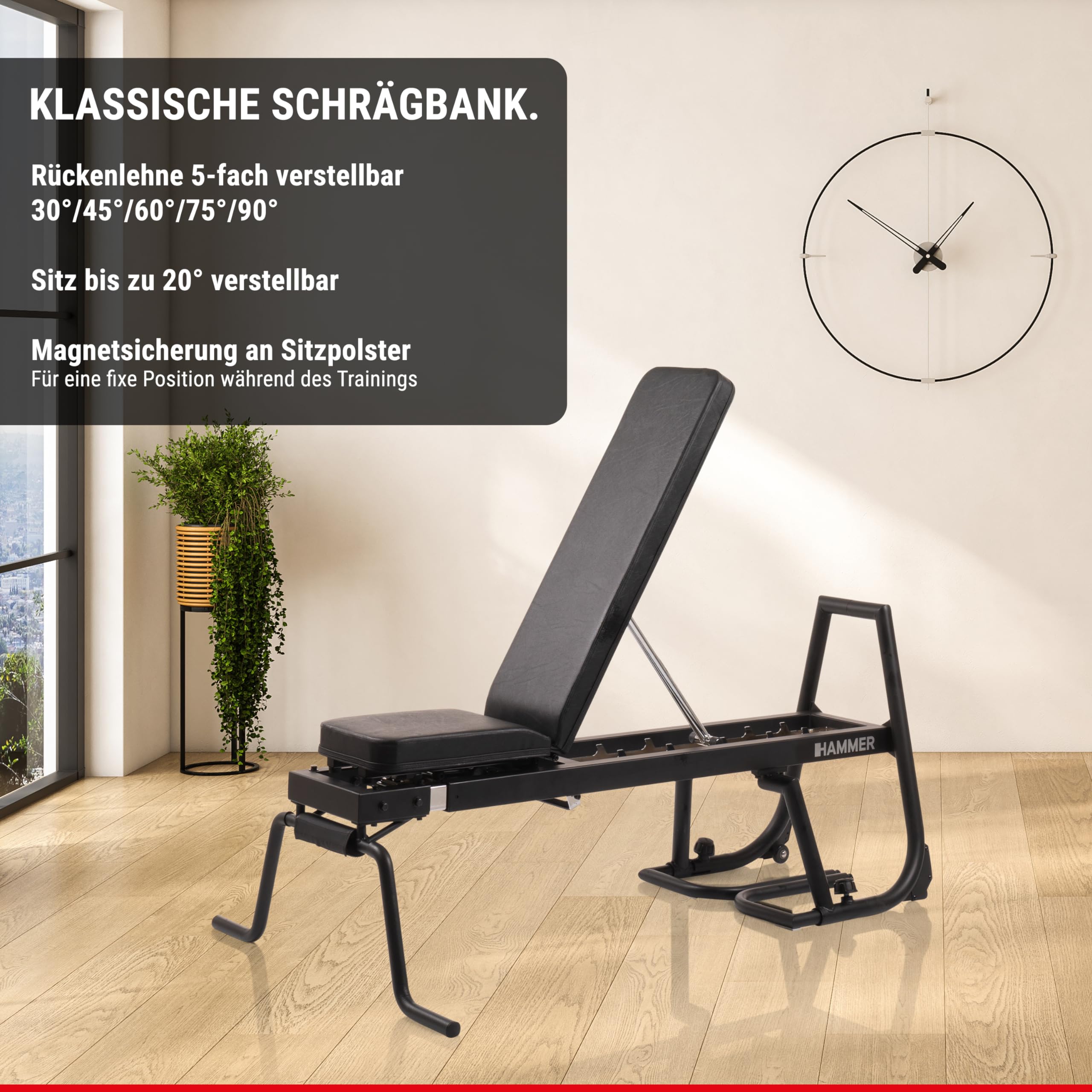 HAMMER Trainingsstation Bench Pullup und Dip, 3 in 1 Bench, höhenverstellbar bis 223 cm